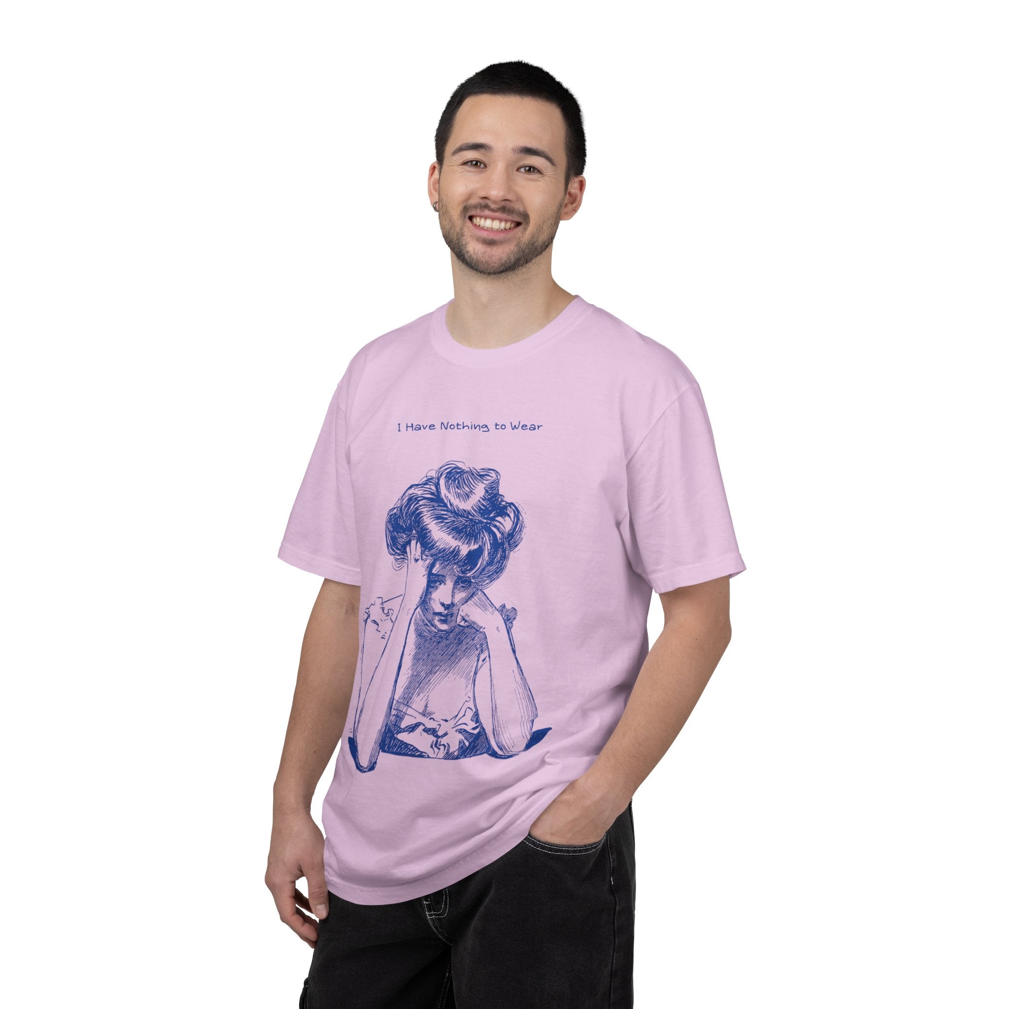 Vintage Blue Illustration T-Shirt — "I Have Nothing to Wear" Graphic Tee