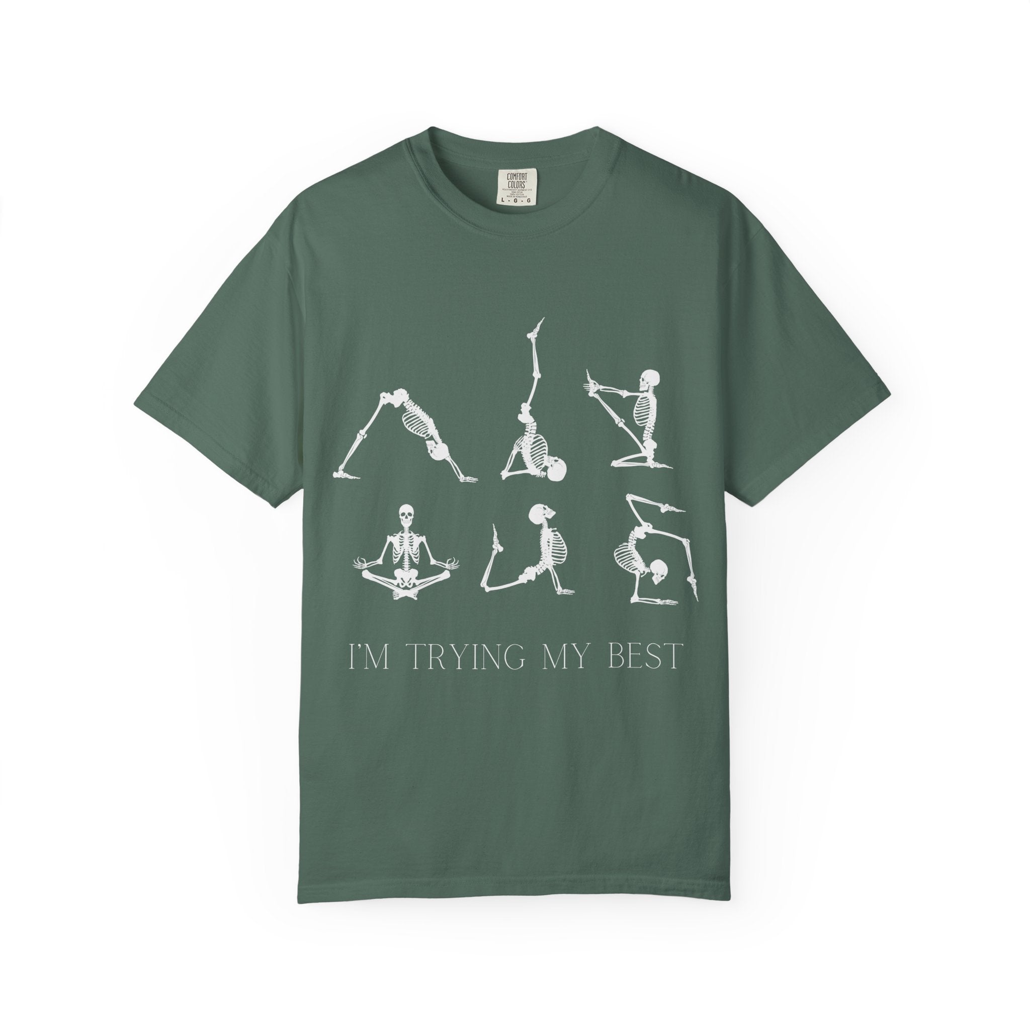 Yoga Skeleton T‑Shirt — 'I'm Trying My Best' Funny Yoga Tee