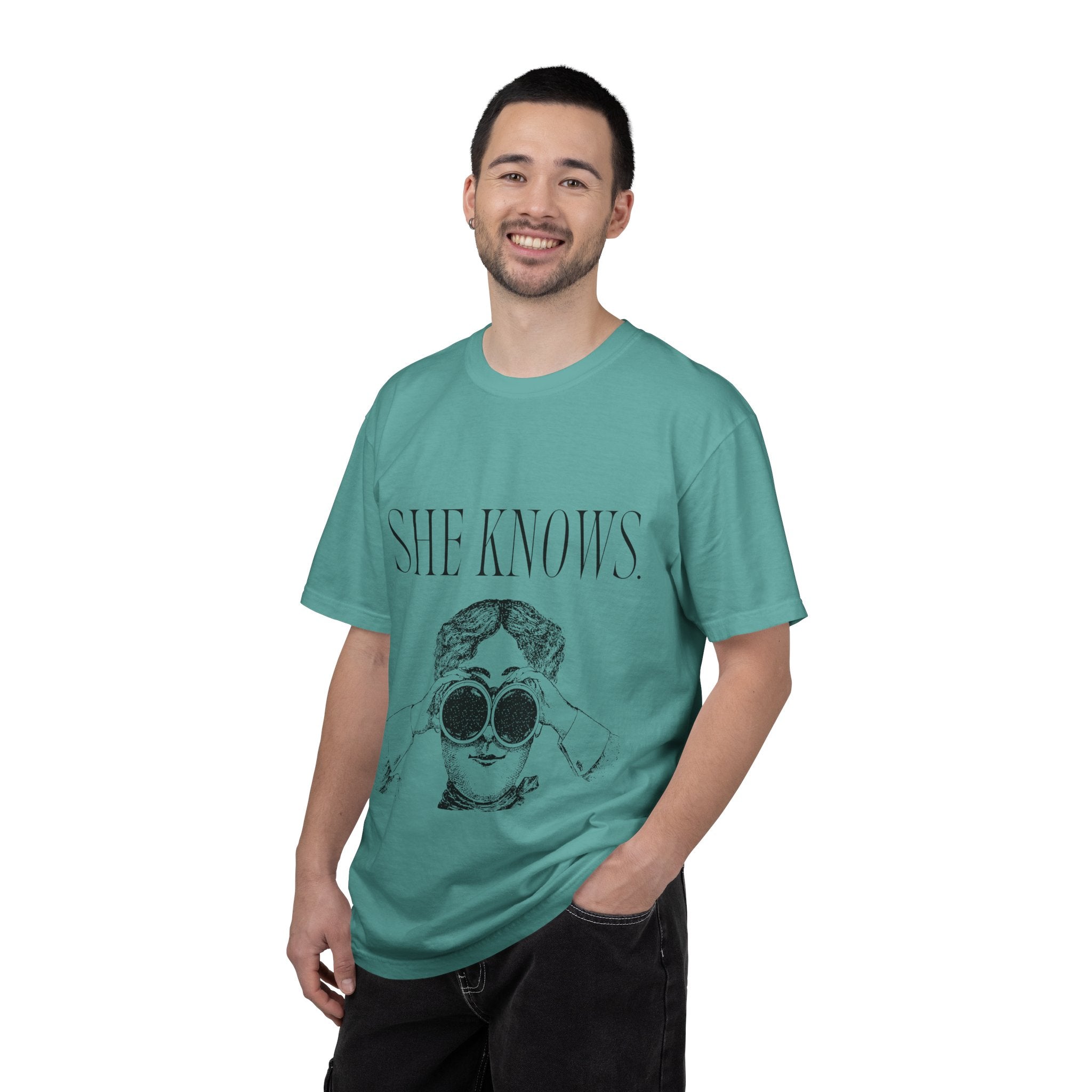She Knows T-Shirt — Vintage Binoculars Graphic Tee