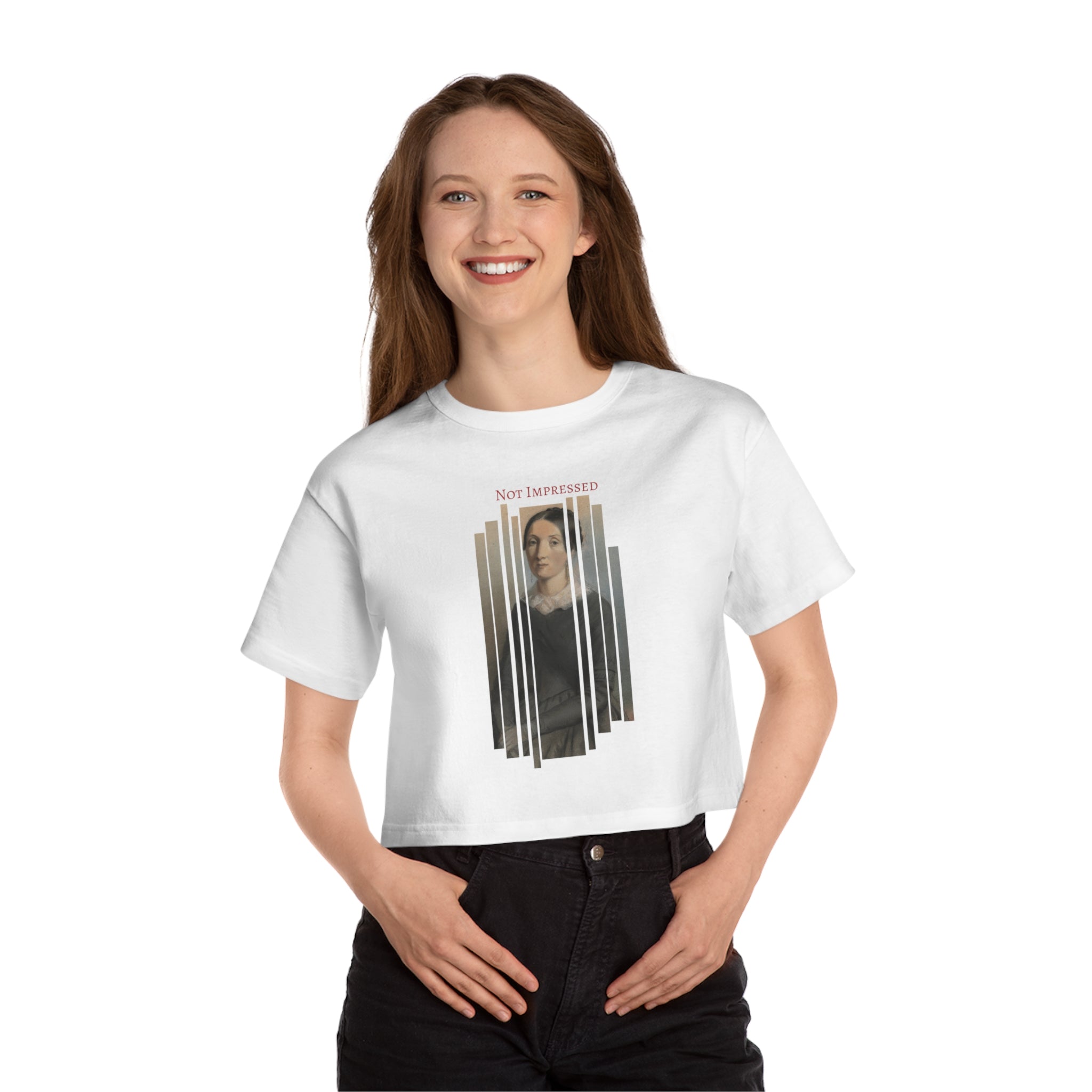 Cropped Tee — Vintage Portrait 'Not Impressed' Graphic