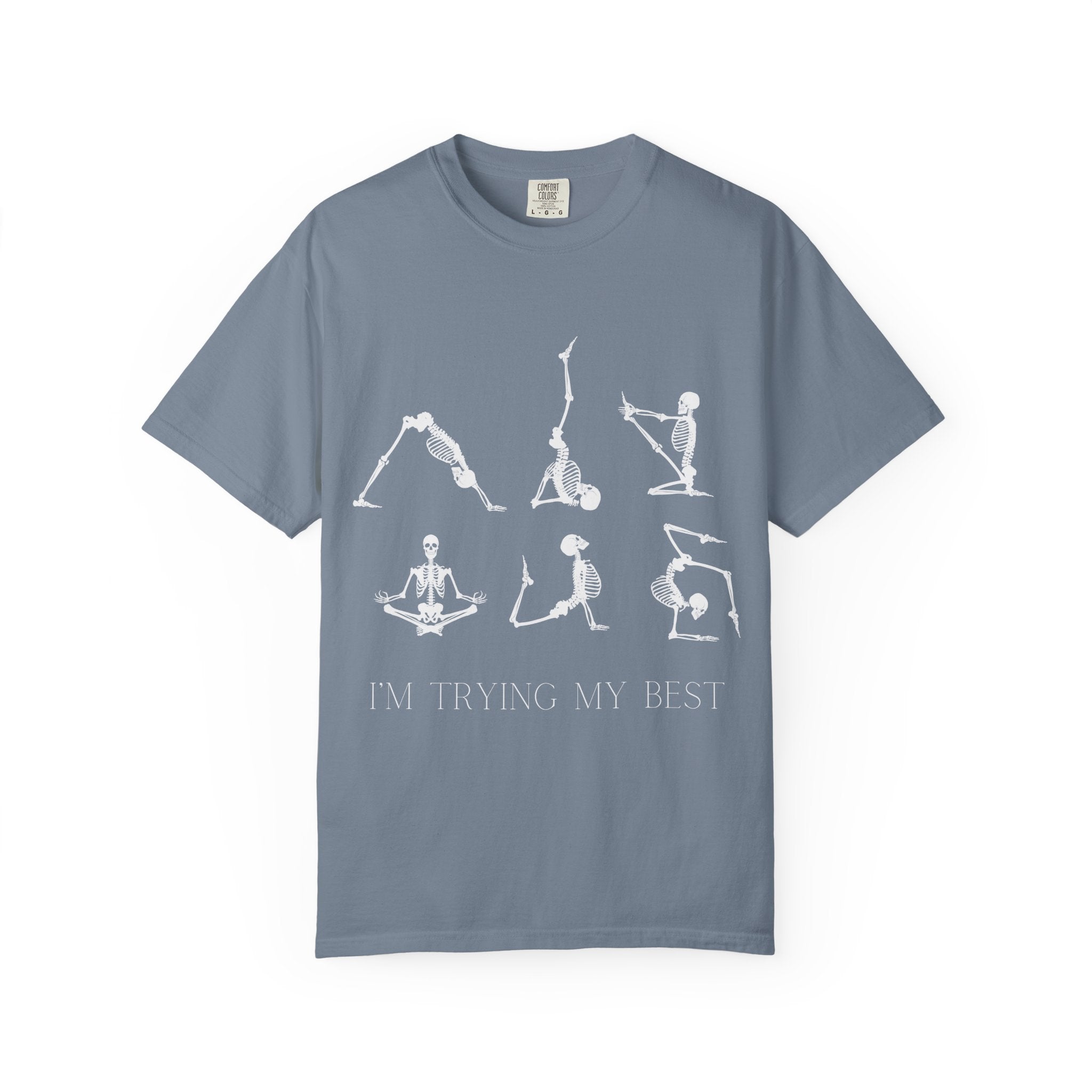 Yoga Skeleton T‑Shirt — 'I'm Trying My Best' Funny Yoga Tee