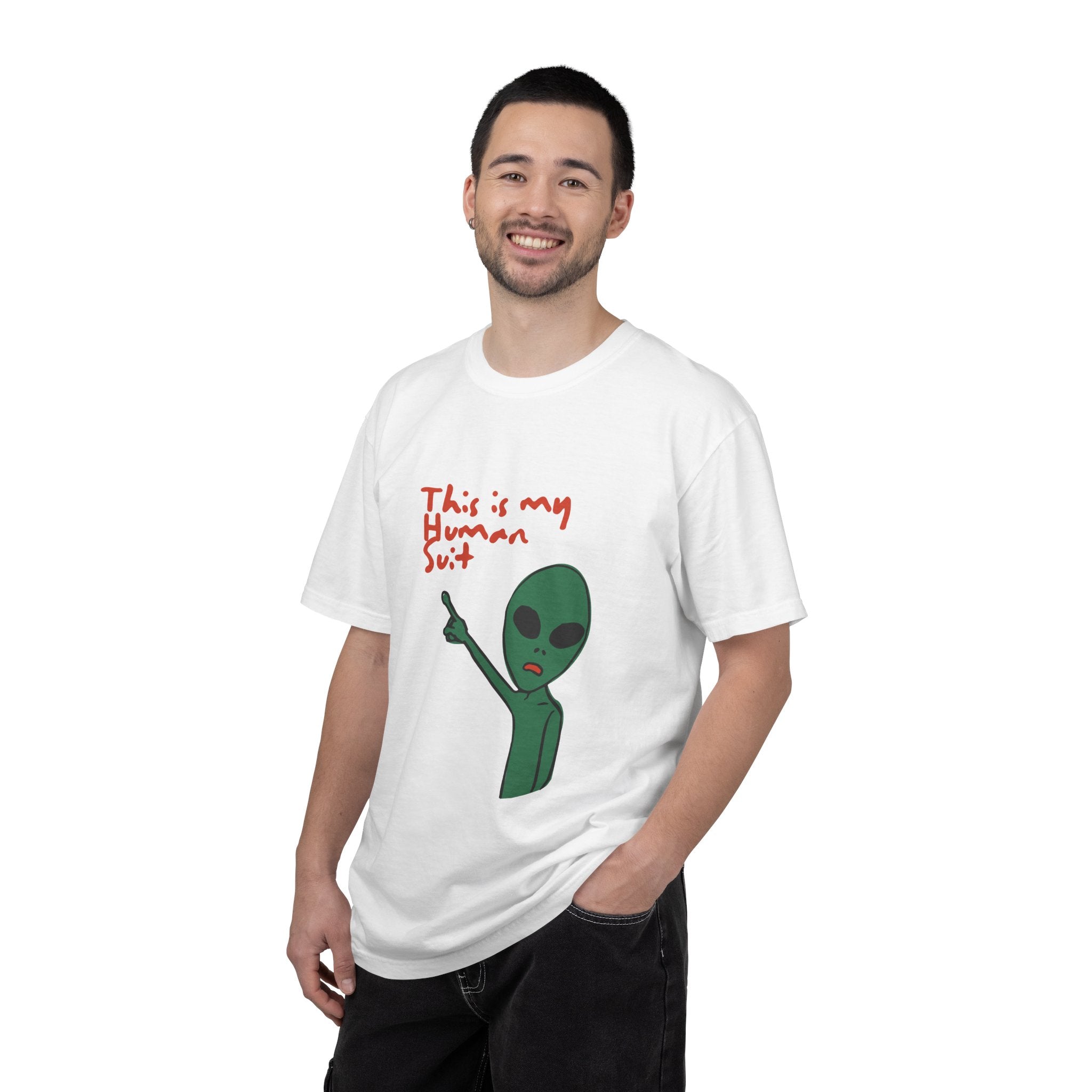 Alien Pointing T‑Shirt — "This Is My Human Suit" Graphic Tee