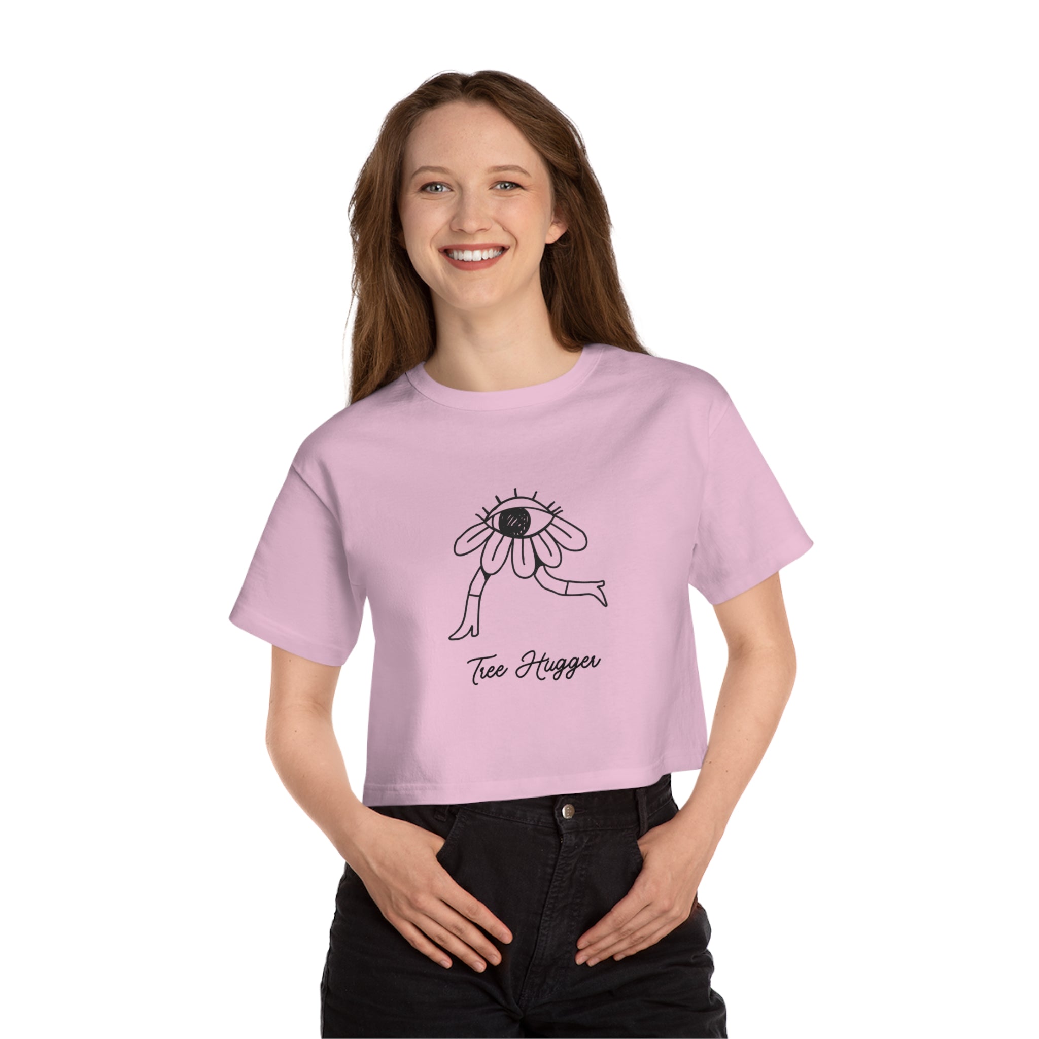 Eye Daisy Tee Hugger Cropped T-Shirt — Minimal Boho Graphic Crop Top
