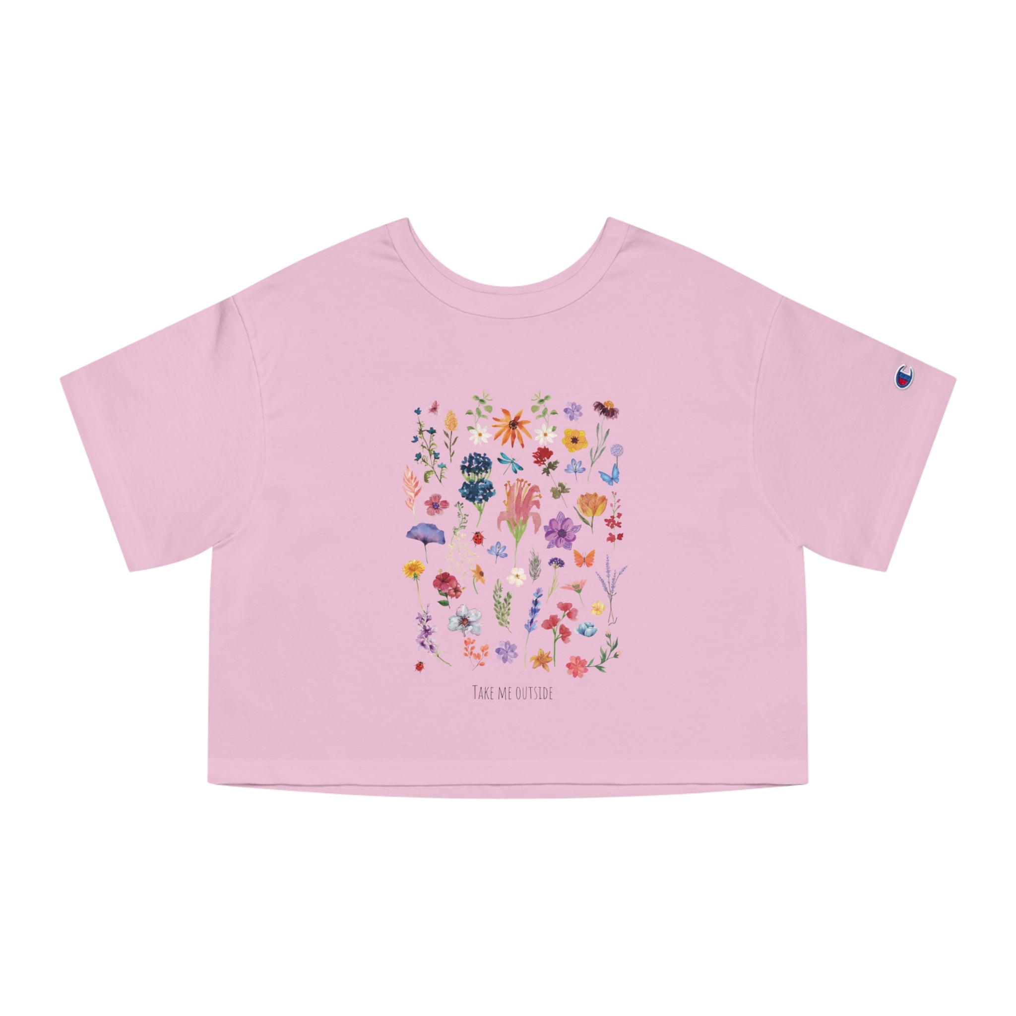 Cropped T-Shirt — Wildflower Garden Floral Tee ("Take Me Outside")