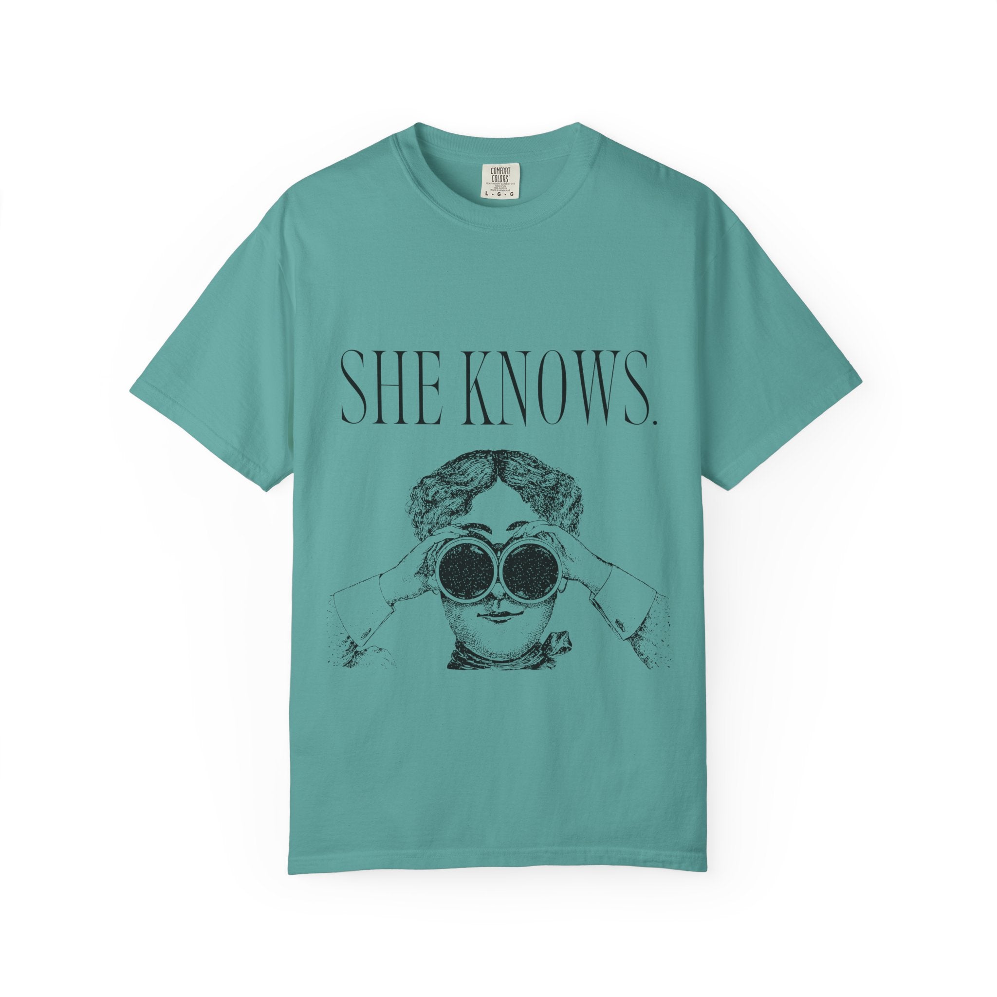 She Knows T-Shirt — Vintage Binoculars Graphic Tee