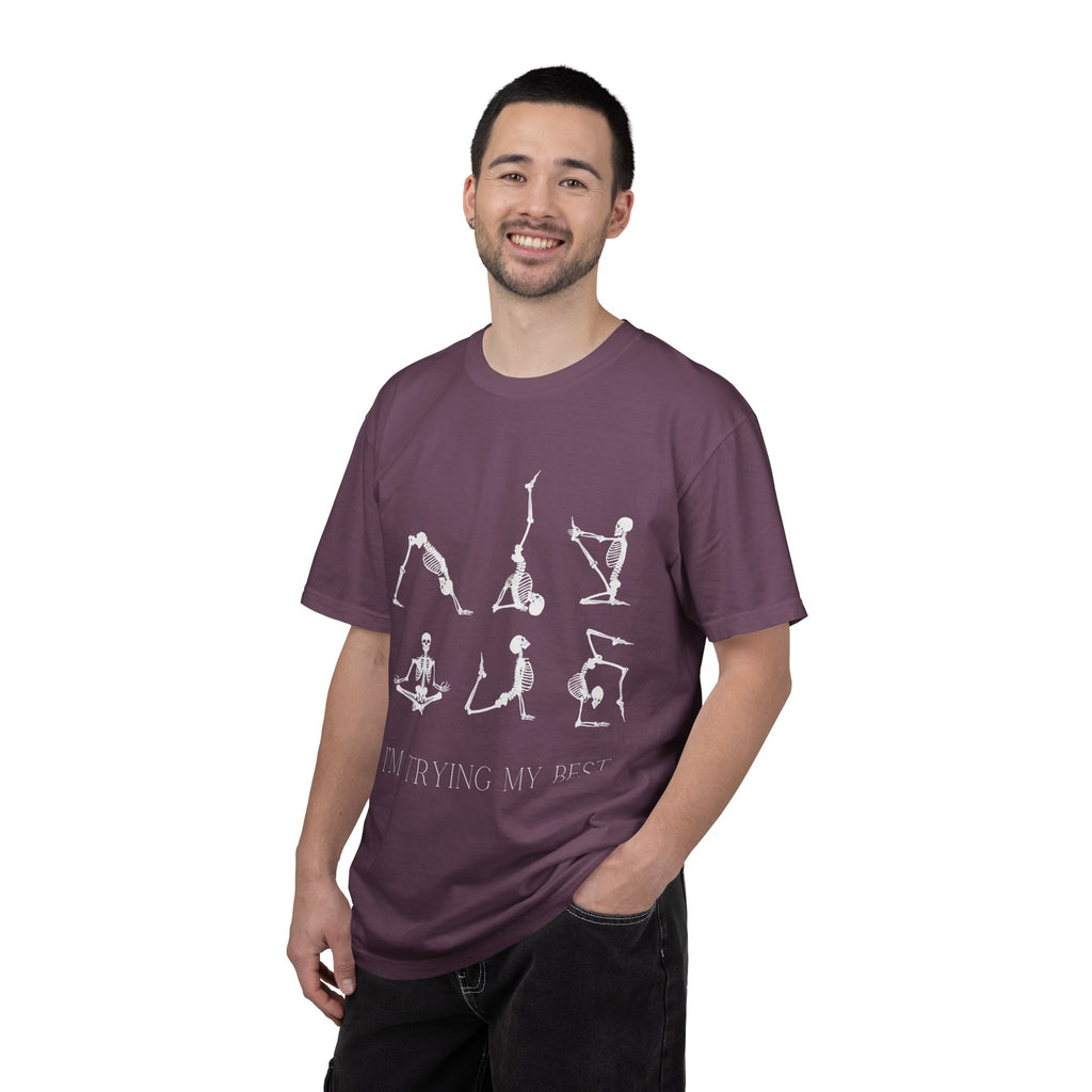 Yoga Skeleton T‑Shirt — 'I'm Trying My Best' Funny Yoga Tee
