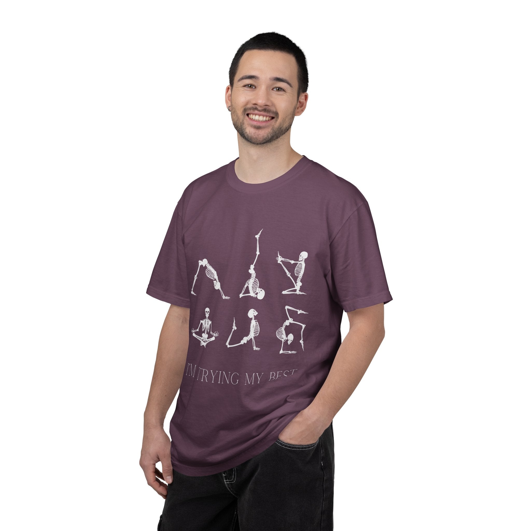 Yoga Skeleton T‑Shirt — 'I'm Trying My Best' Funny Yoga Tee