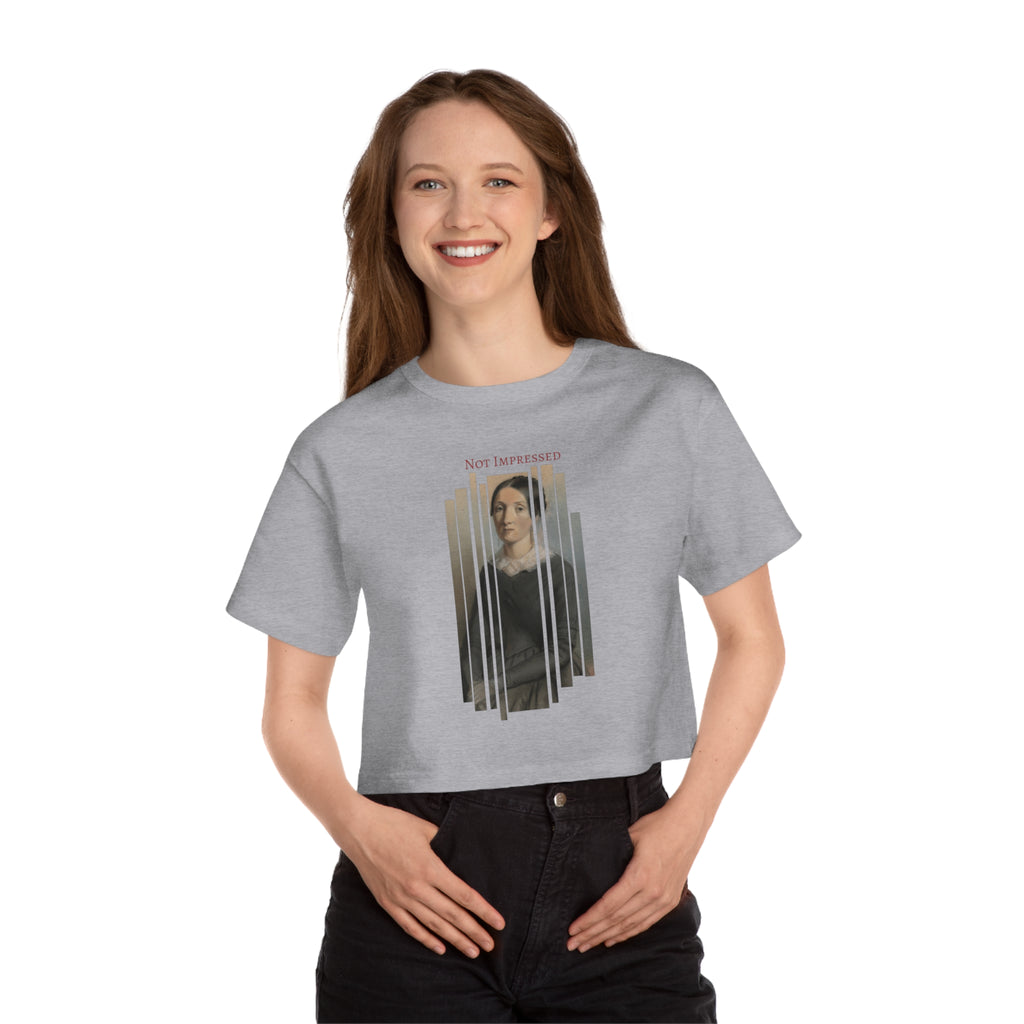 Cropped Tee — Vintage Portrait 'Not Impressed' Graphic