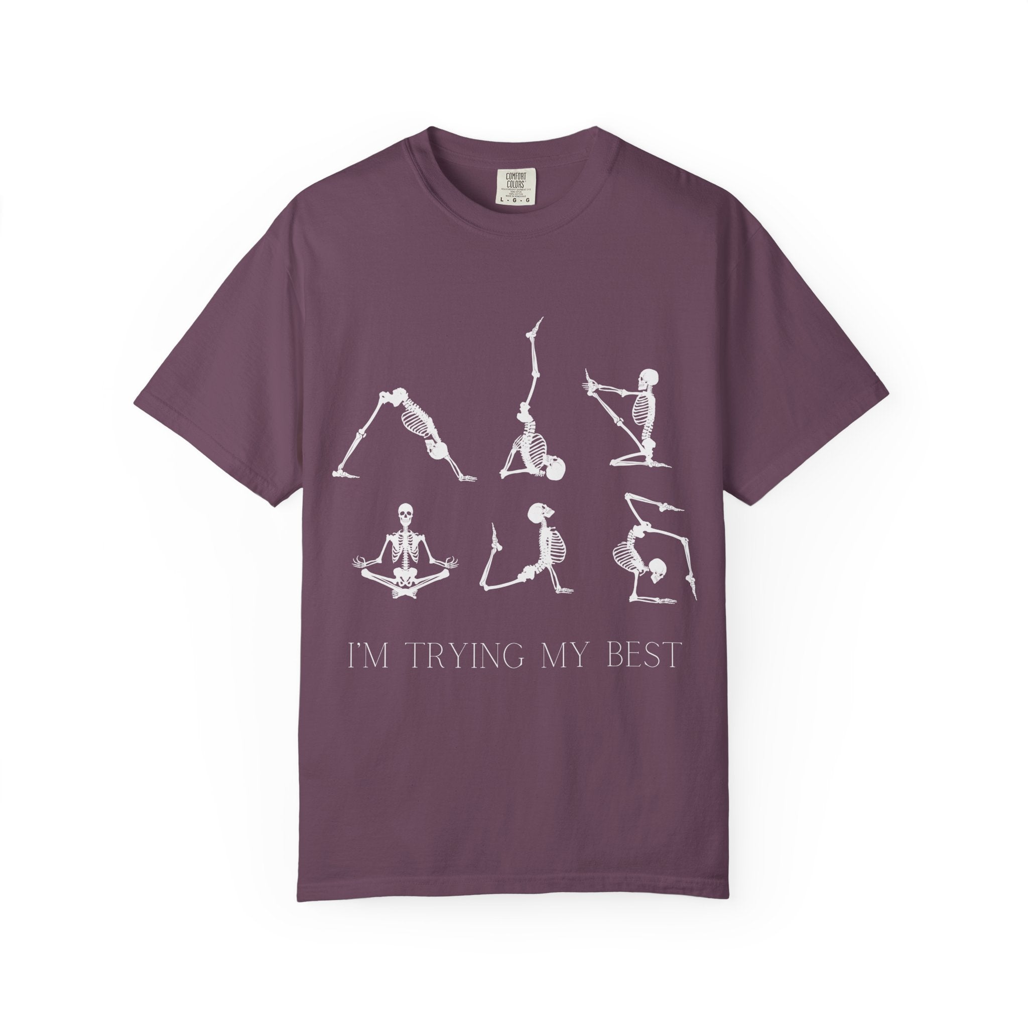 Yoga Skeleton T‑Shirt — 'I'm Trying My Best' Funny Yoga Tee