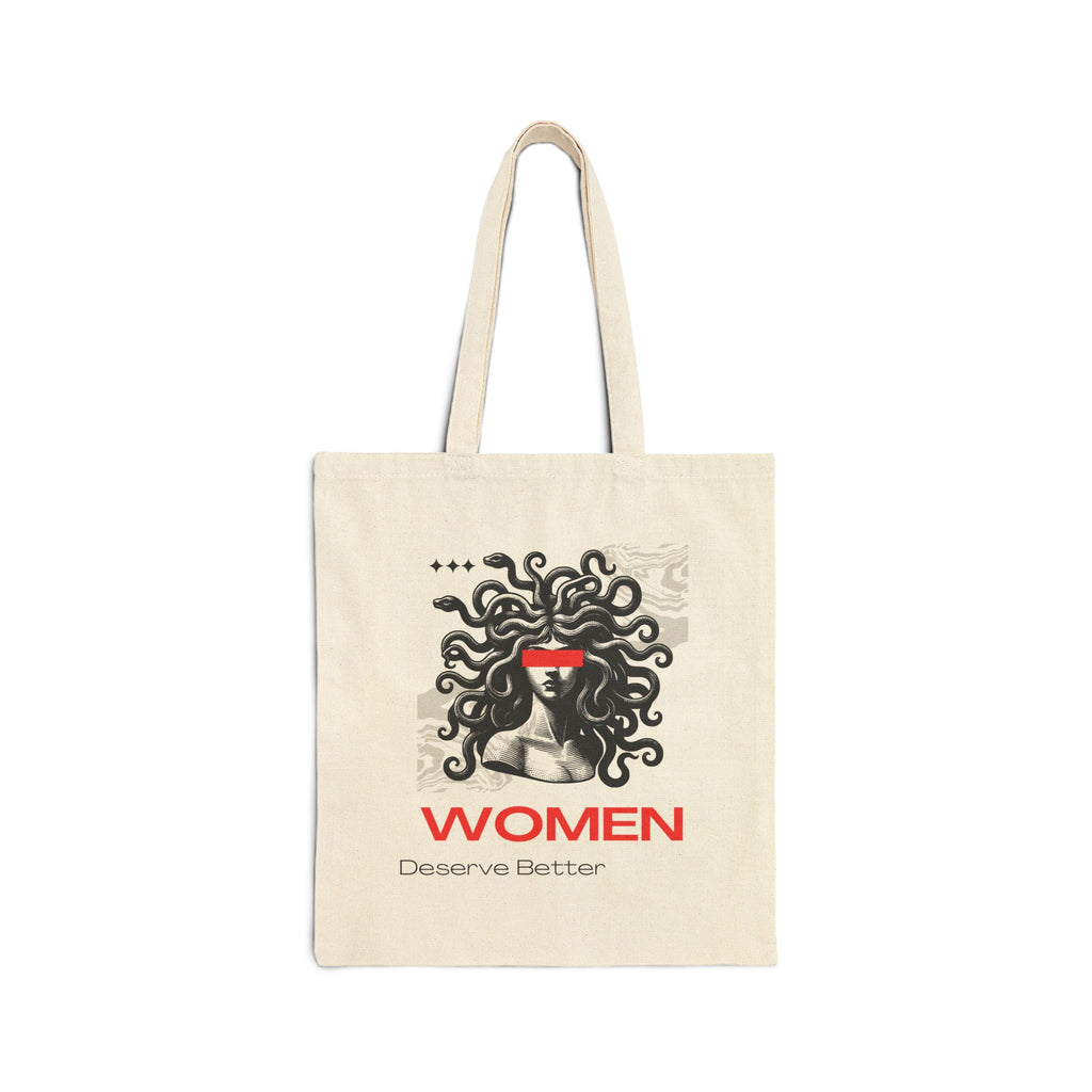 Women Deserve Better Canvas Tote Bag — Feminist Medusa Graphic Cotton Shopper