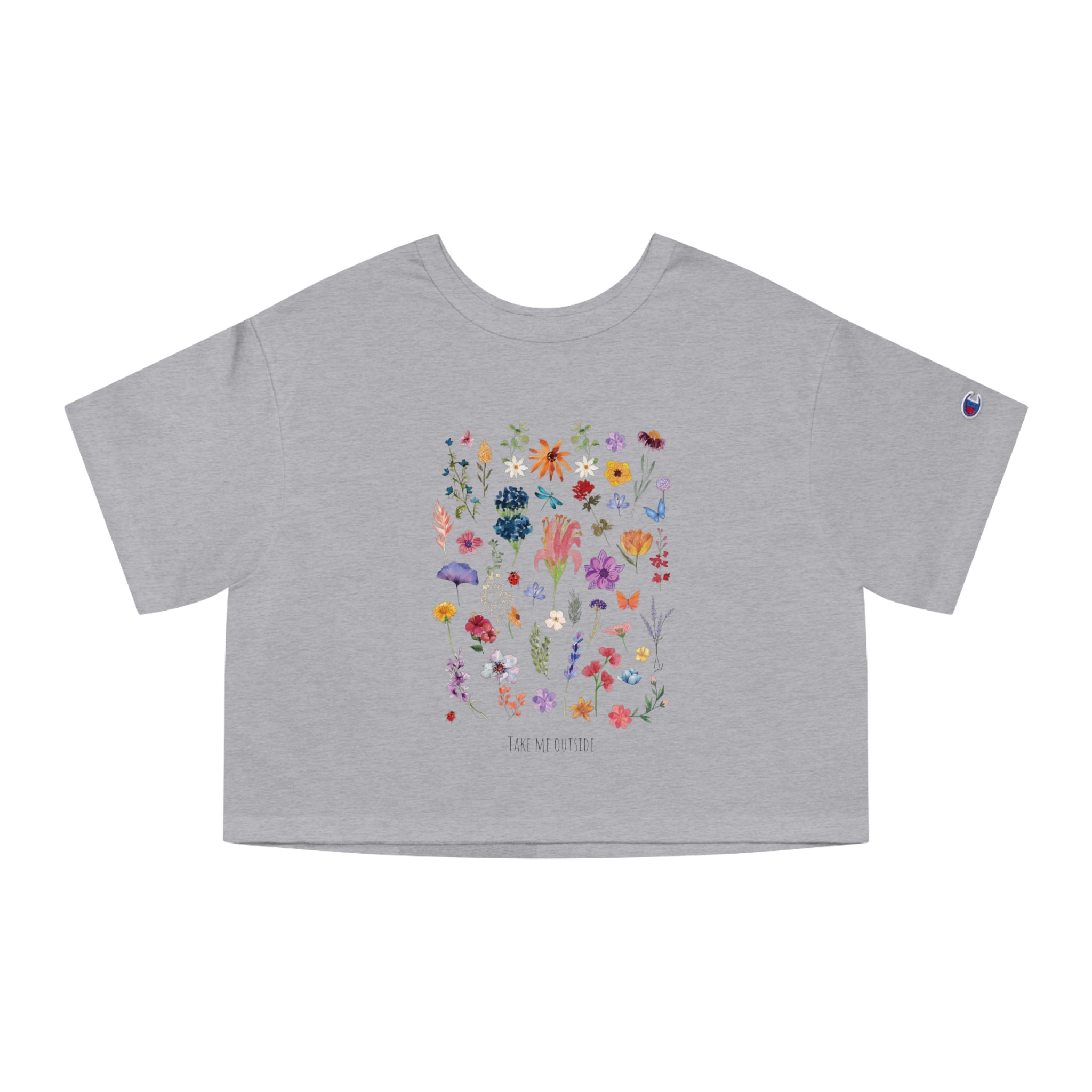Cropped T-Shirt — Wildflower Garden Floral Tee ("Take Me Outside")