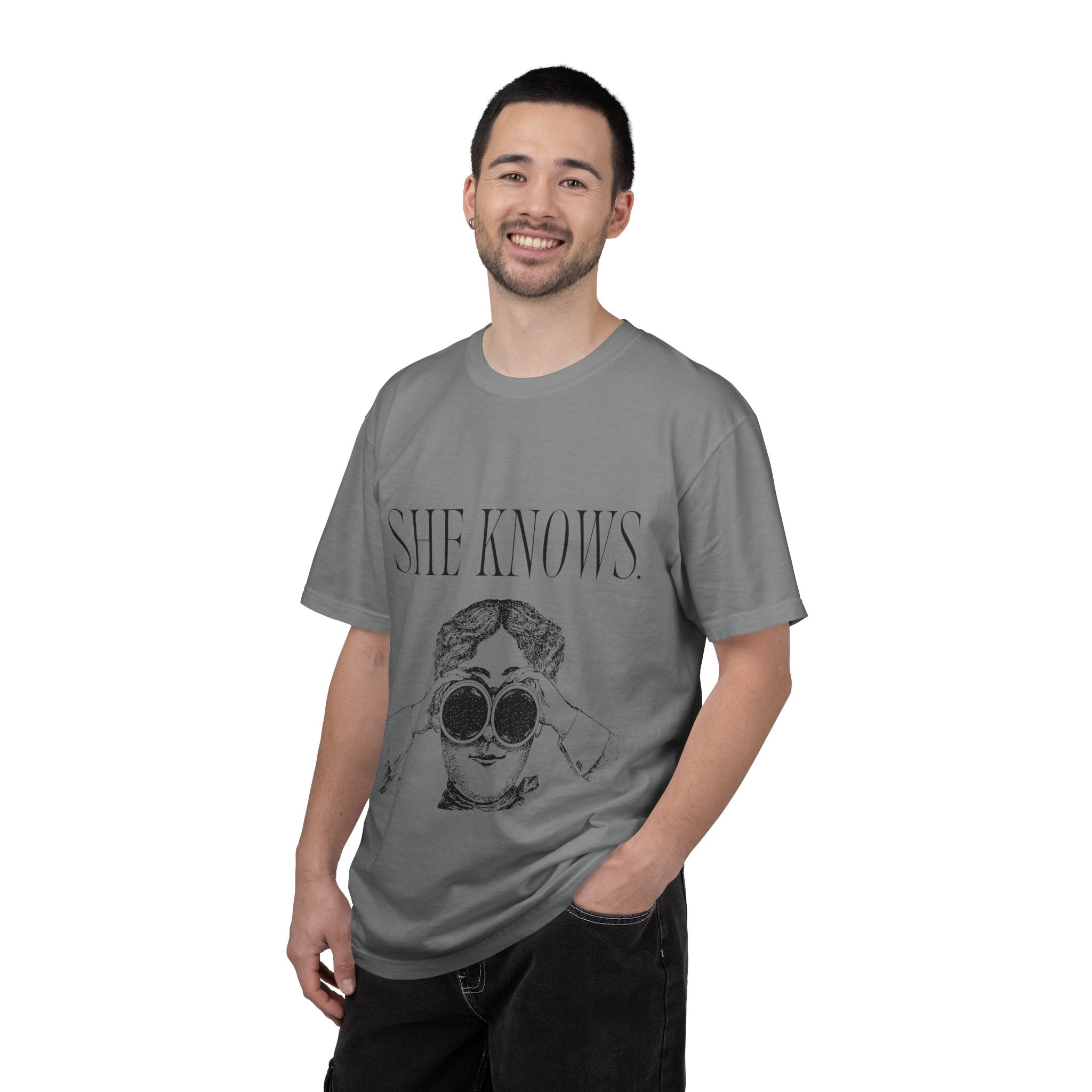She Knows T-Shirt — Vintage Binoculars Graphic Tee