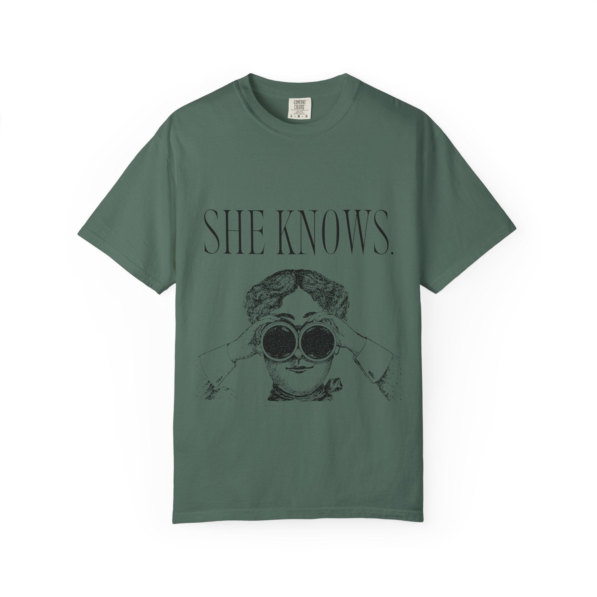 She Knows T-Shirt — Vintage Binoculars Graphic Tee
