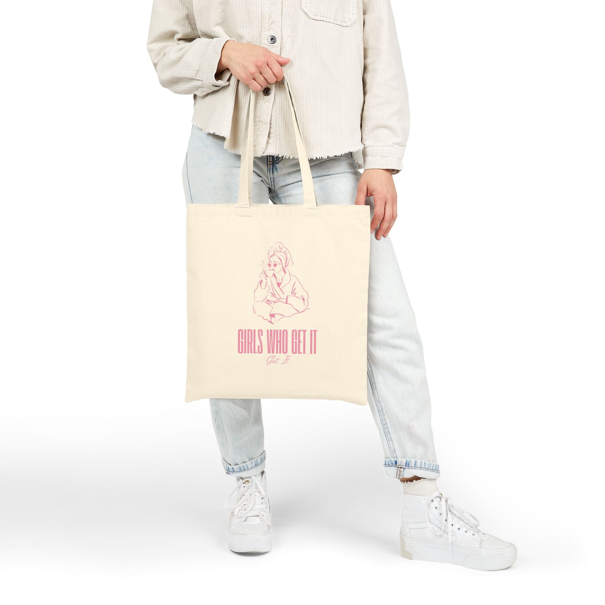 Tote Bag — "Girls Who Get It" Feminine Vintage Sketch Cotton Canvas Tote