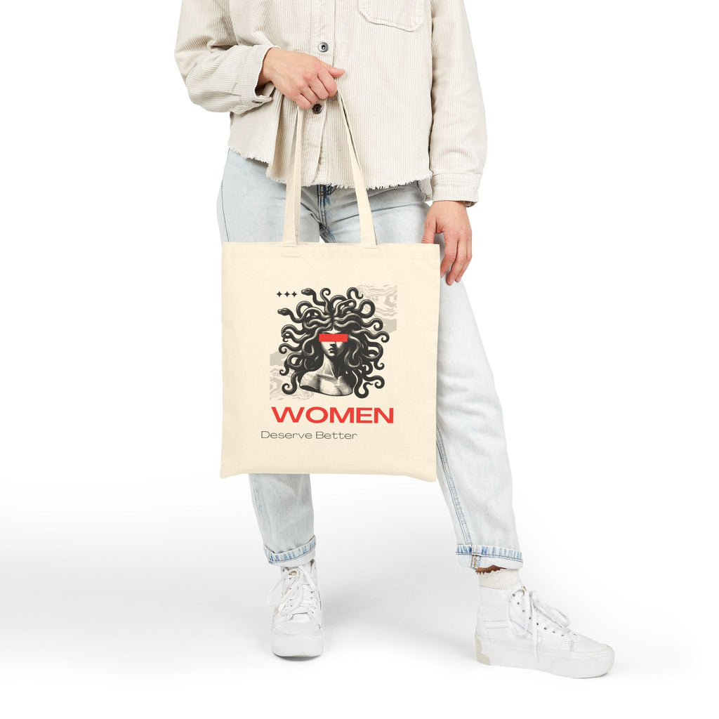 Women Deserve Better Canvas Tote Bag — Feminist Medusa Graphic Cotton Shopper