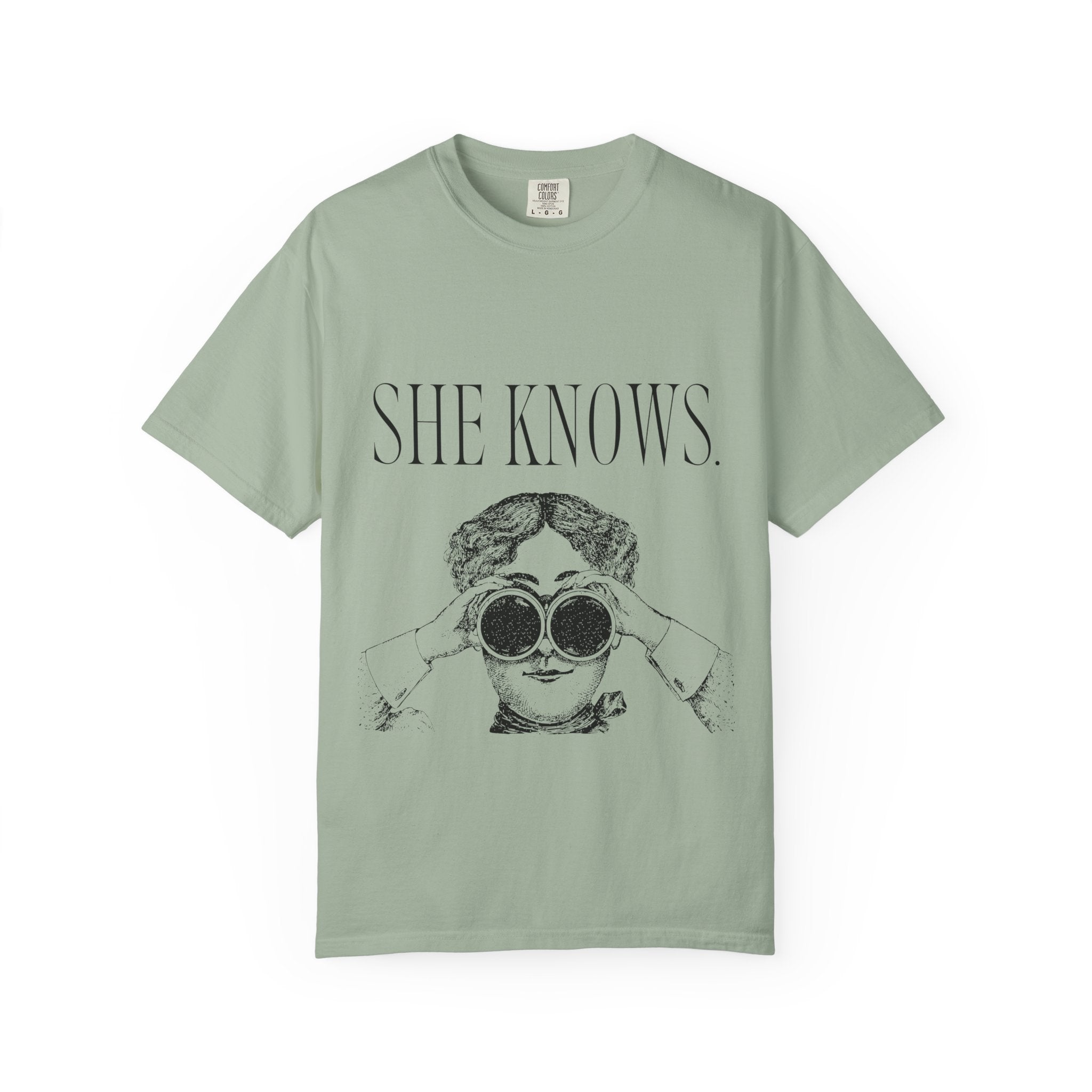 She Knows T-Shirt — Vintage Binoculars Graphic Tee