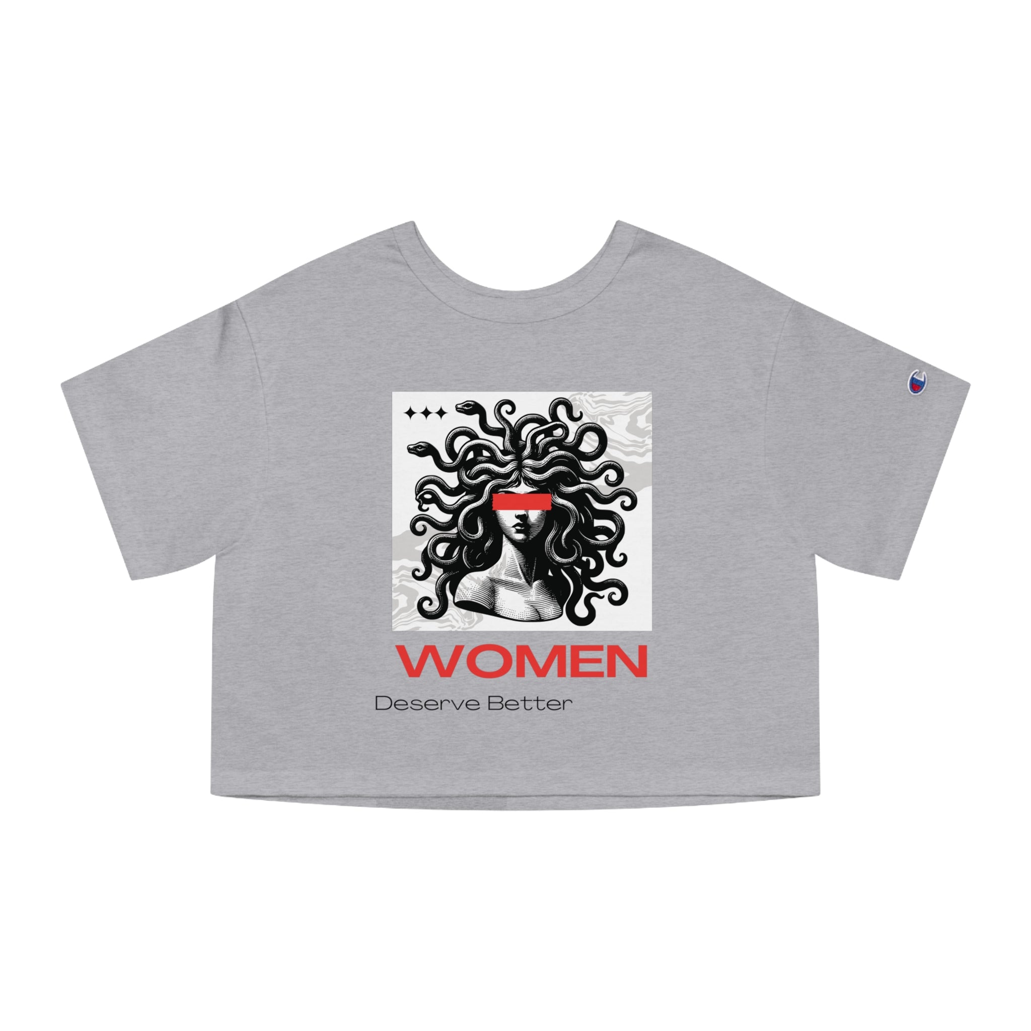 Women's 'Women Deserve Better' Cropped Tee — Feminist Medusa Graphic