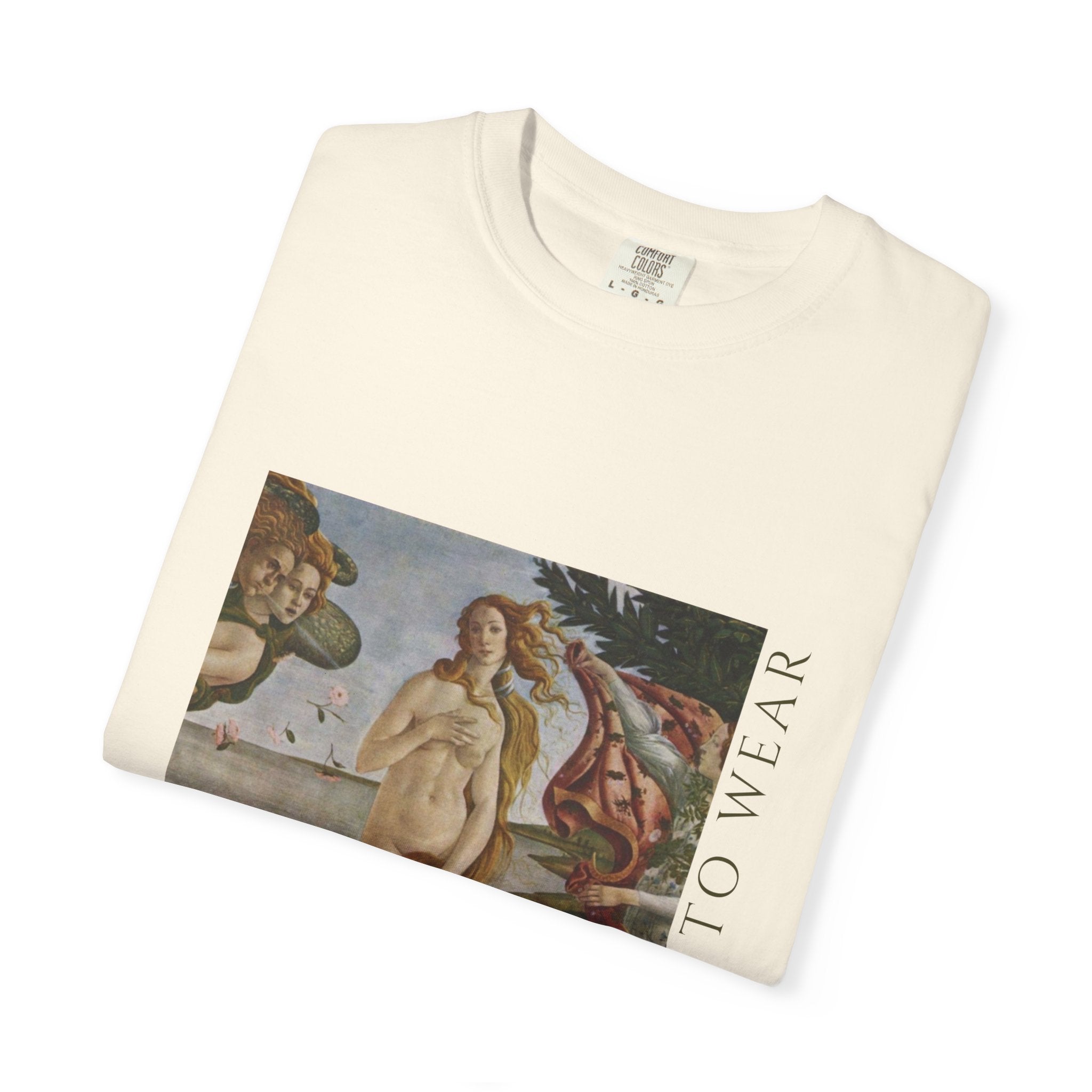 T-Shirt — Vintage 'Birth of Venus' Art Print with "Nothing to Wear" Typography
