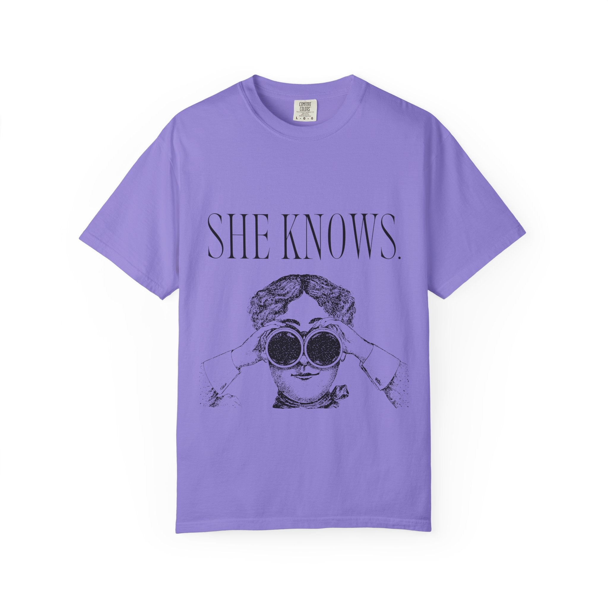 She Knows T-Shirt — Vintage Binoculars Graphic Tee