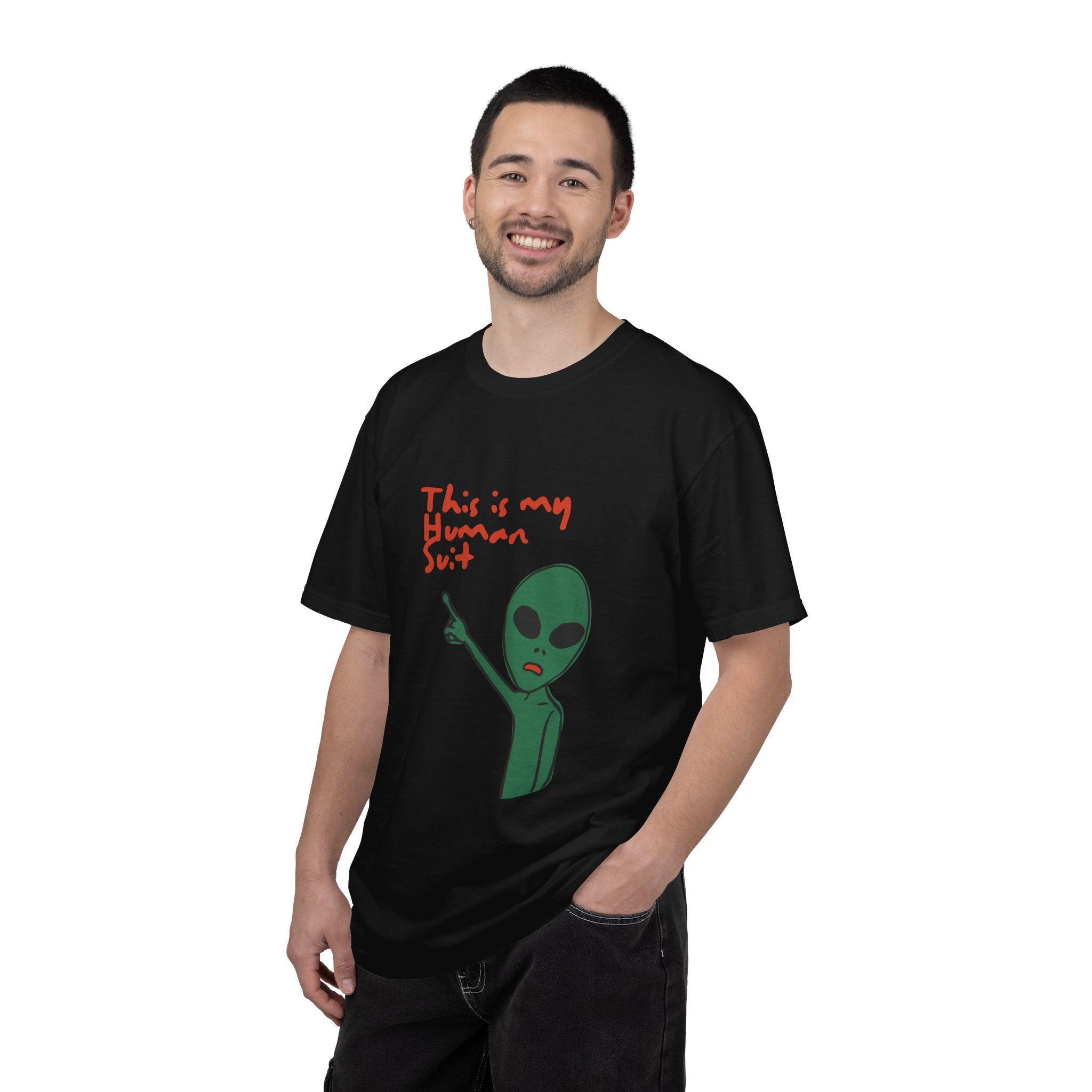 Alien Pointing T‑Shirt — "This Is My Human Suit" Graphic Tee