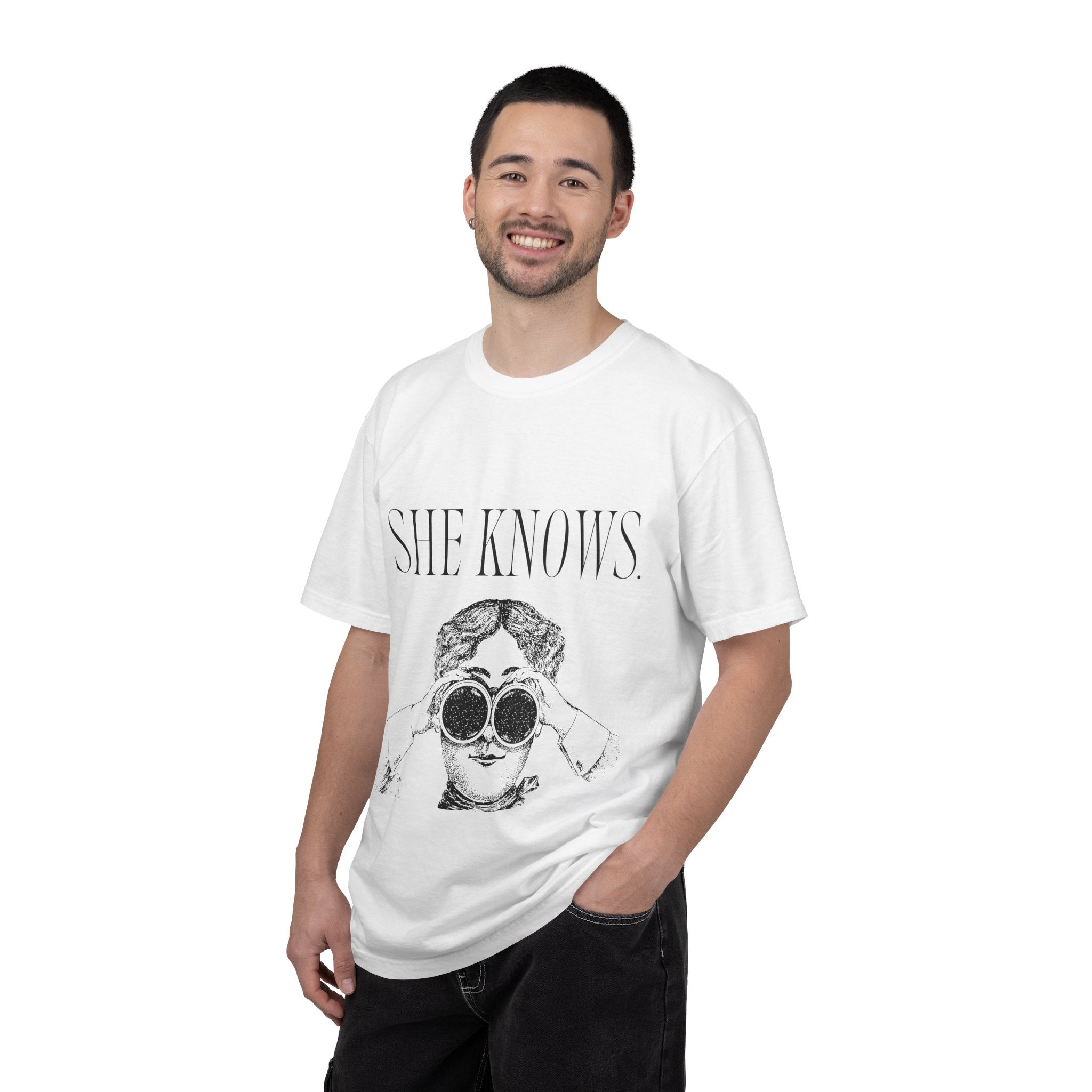 She Knows T-Shirt — Vintage Binoculars Graphic Tee