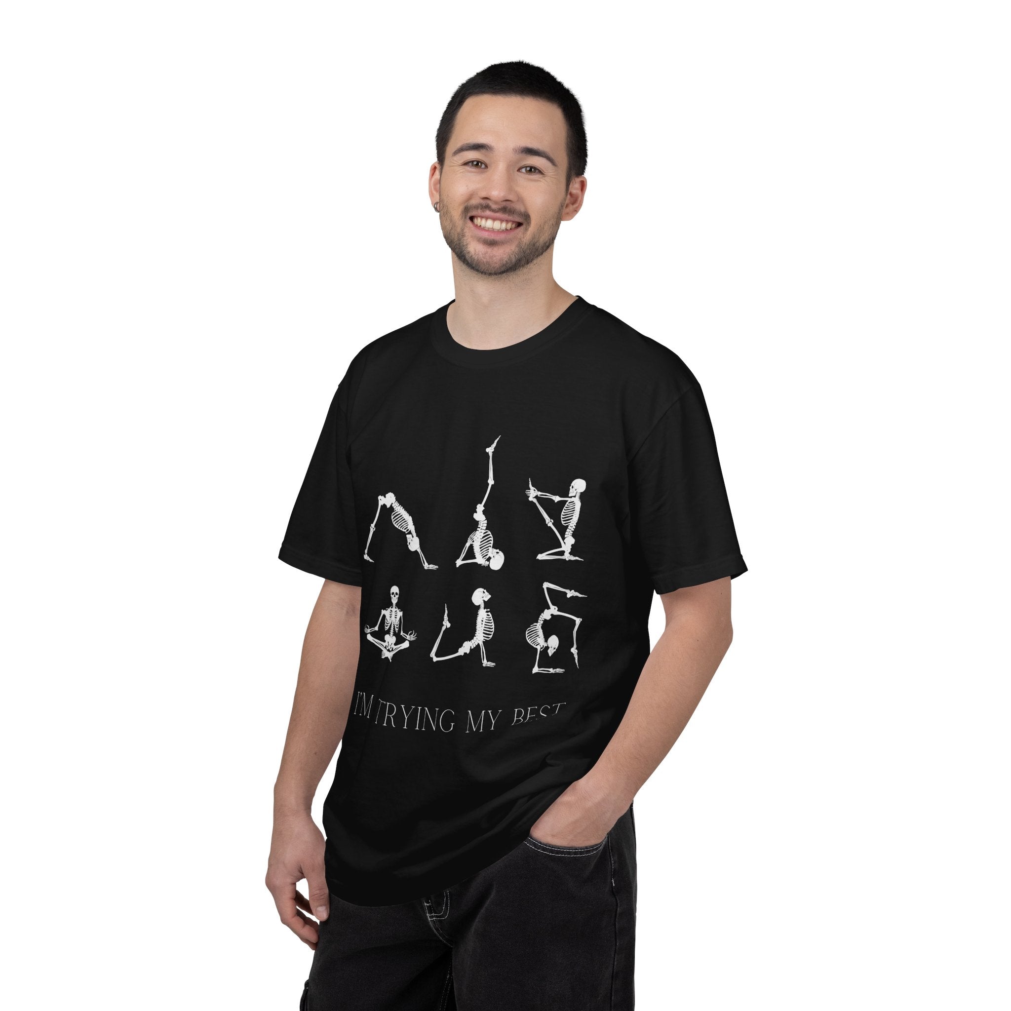 Yoga Skeleton T‑Shirt — 'I'm Trying My Best' Funny Yoga Tee