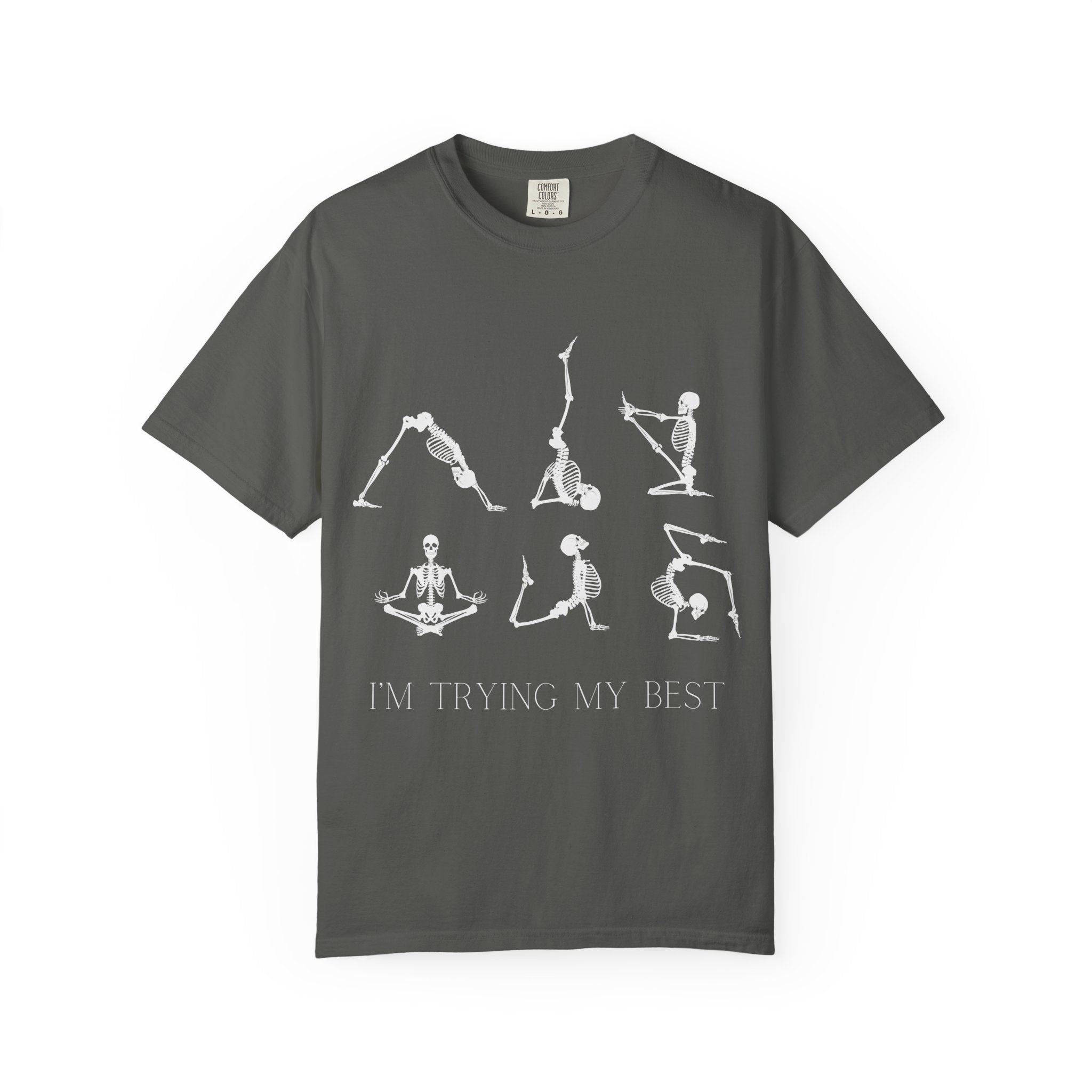 Yoga Skeleton T‑Shirt — 'I'm Trying My Best' Funny Yoga Tee