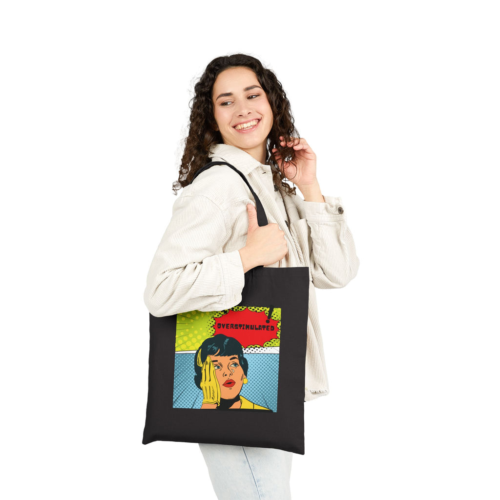 Pop Art Portrait Canvas Tote Bag – Retro Comic "EVERYTHING HURTS" Design