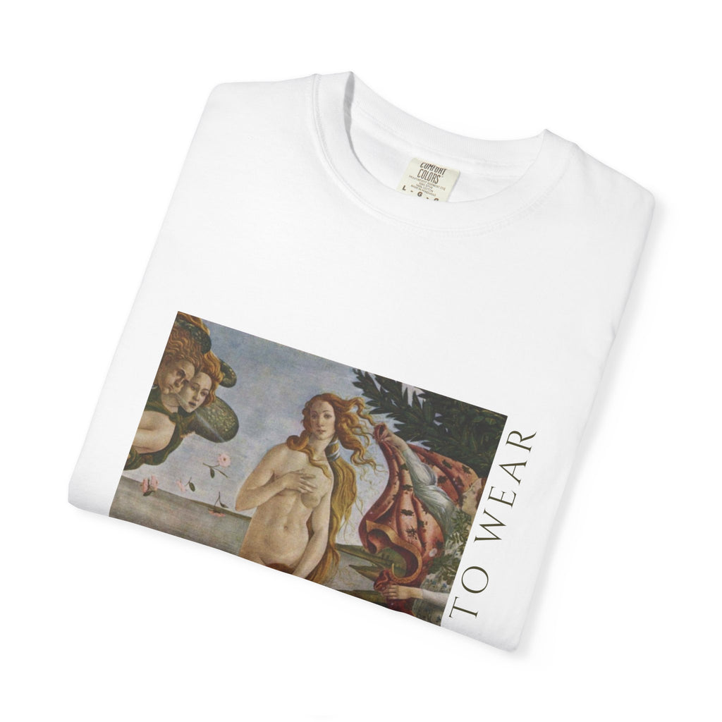 T-Shirt — Vintage 'Birth of Venus' Art Print with "Nothing to Wear" Typography