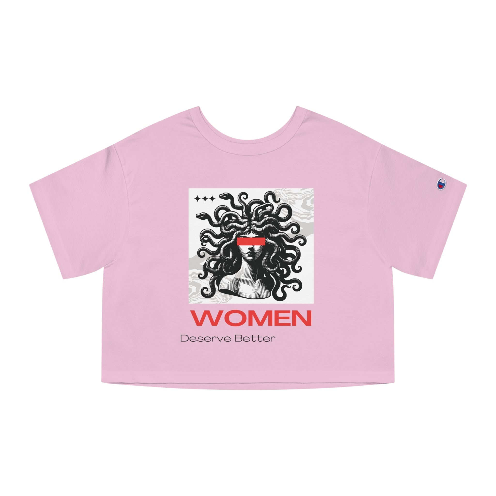 Women's 'Women Deserve Better' Cropped Tee — Feminist Medusa Graphic