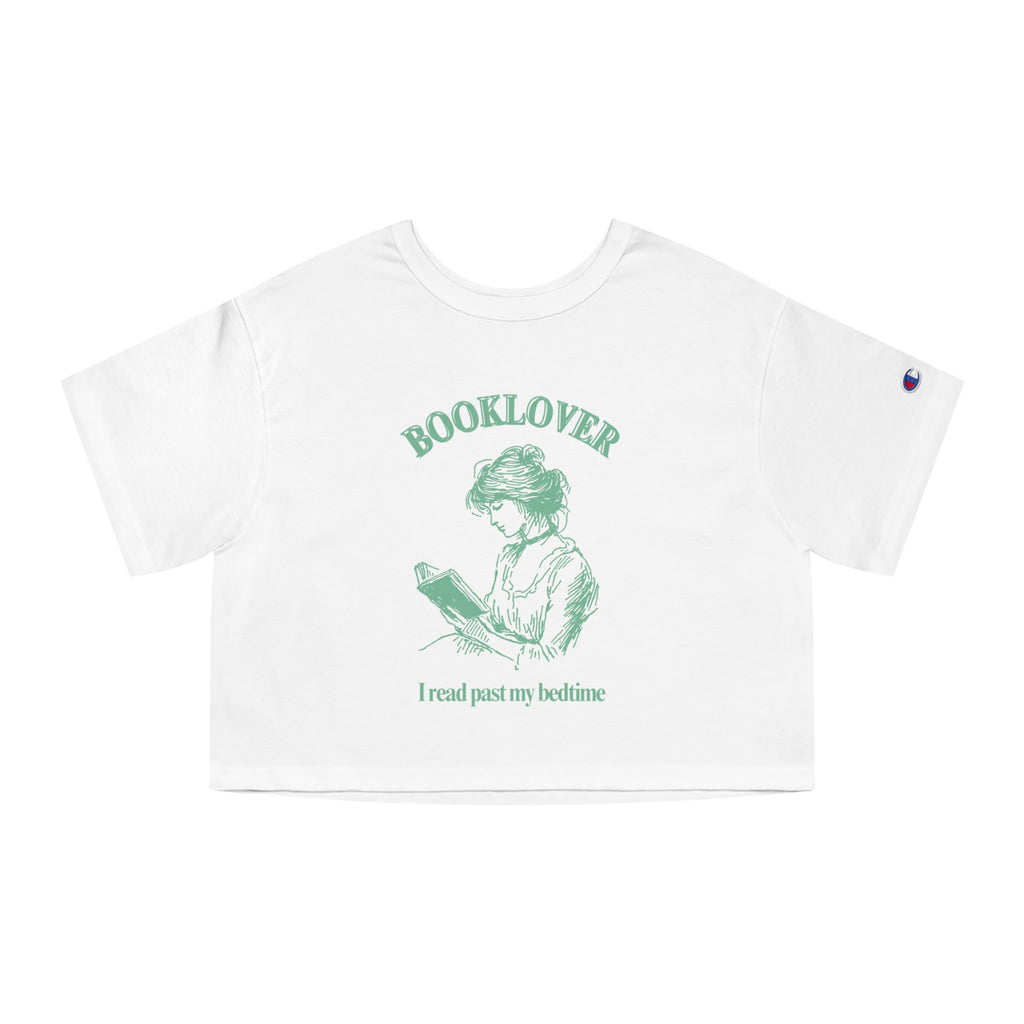 Booklover Cropped T-Shirt – "I read past my bedtime" Vintage Reader Tee