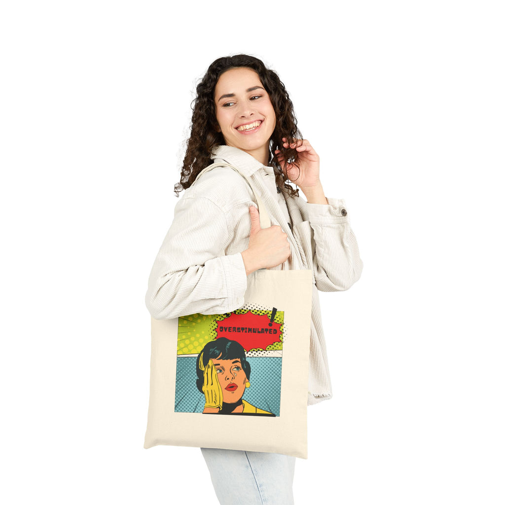 Pop Art Portrait Canvas Tote Bag – Retro Comic "EVERYTHING HURTS" Design