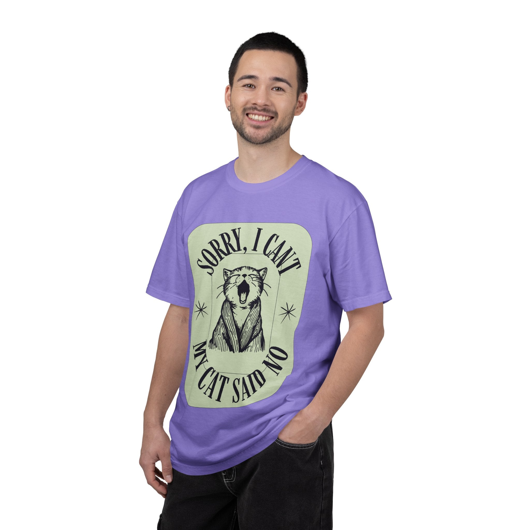 Sorry I Can't My Cat Said No T-Shirt — Funny Cat Lover Graphic Tee