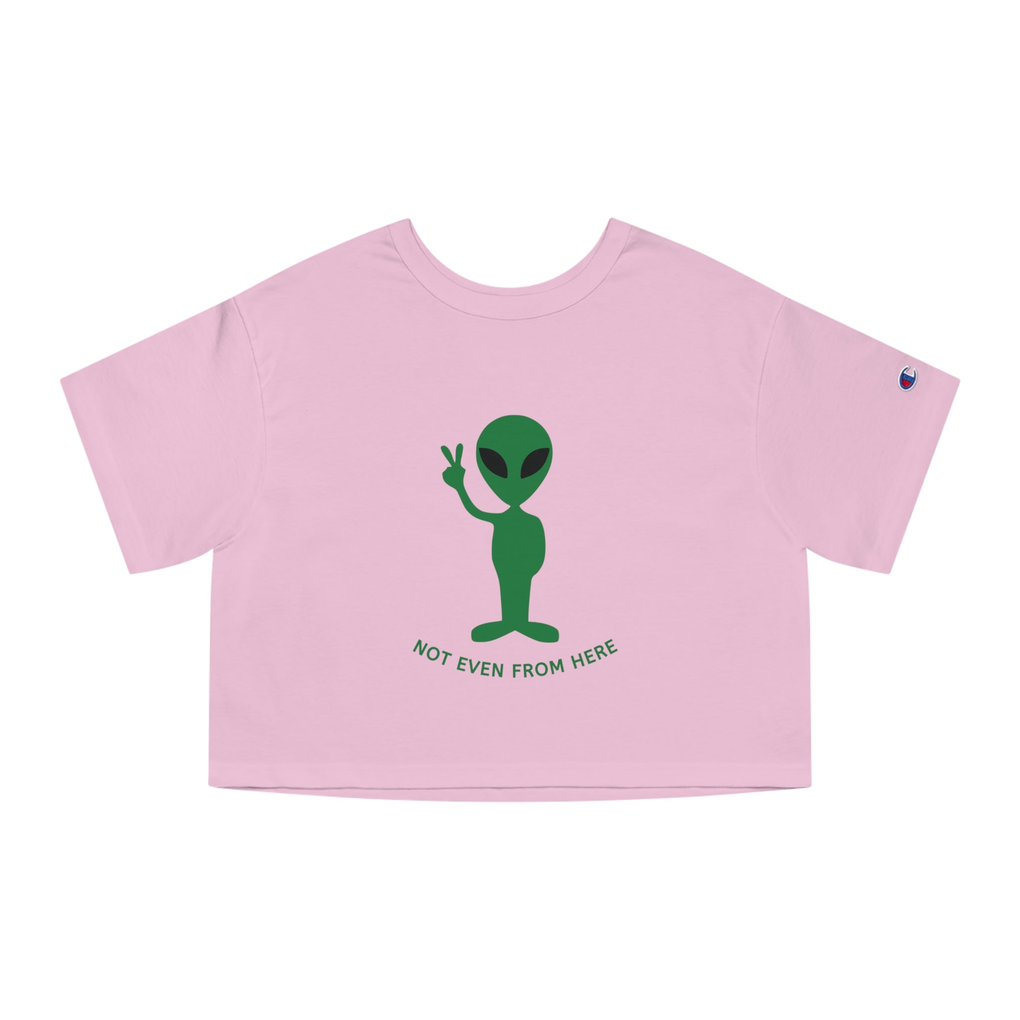 Alien Peace Crop Tee — "Not Even From Here" Women's Graphic T‑Shirt