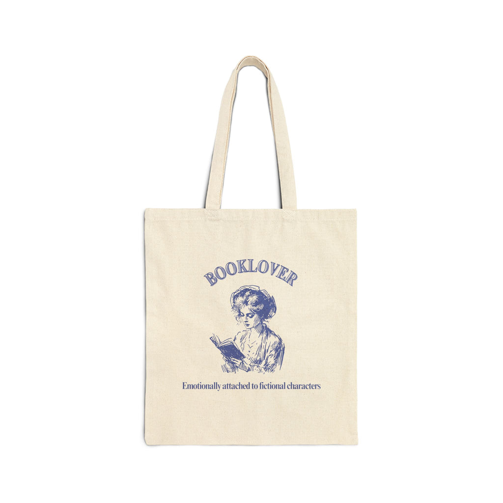 Booklover Cotton Tote Bag – Vintage Reader Illustration
