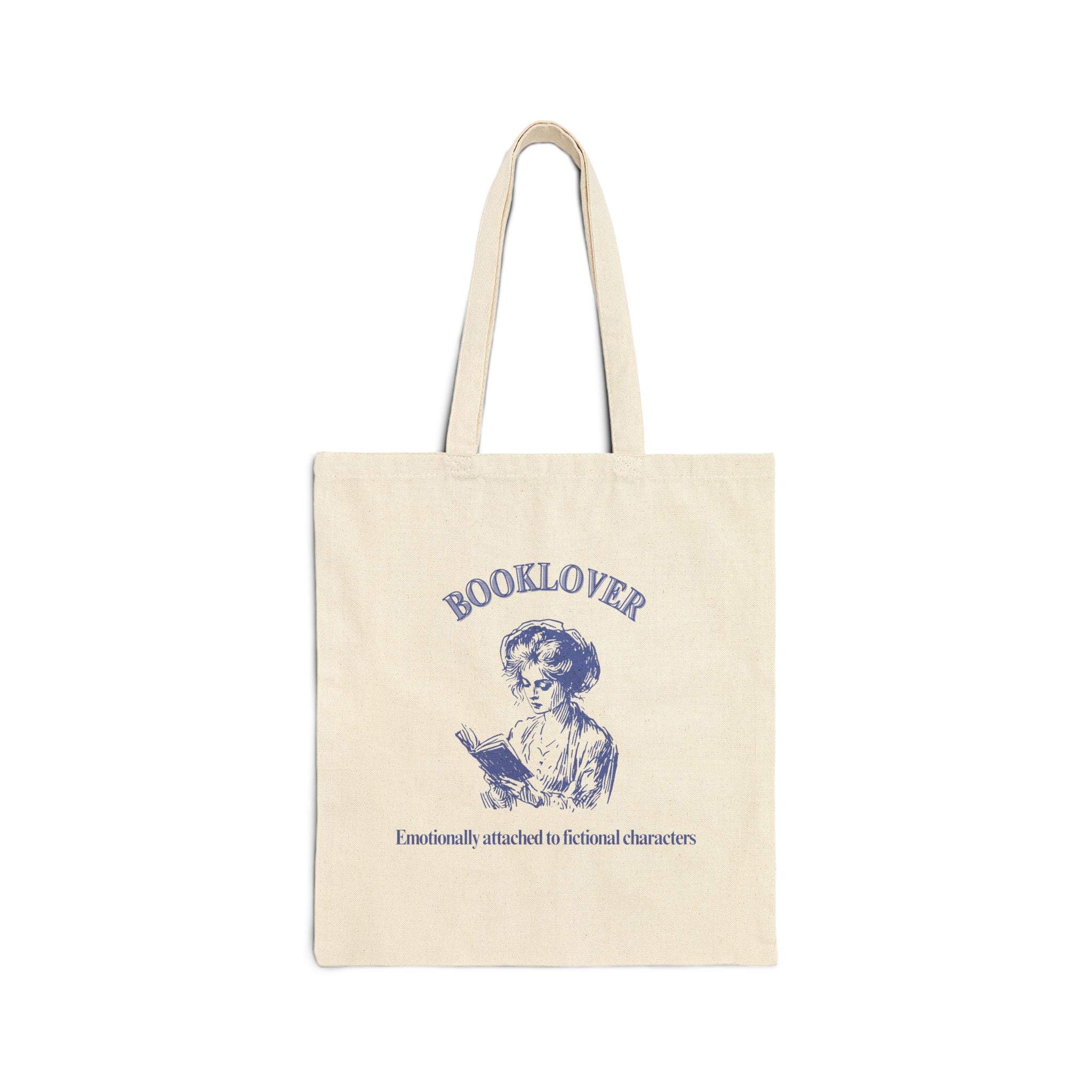 Booklover Cotton Tote Bag – Vintage Reader Illustration