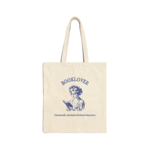 Booklover Cotton Tote Bag – Vintage Reader Illustration