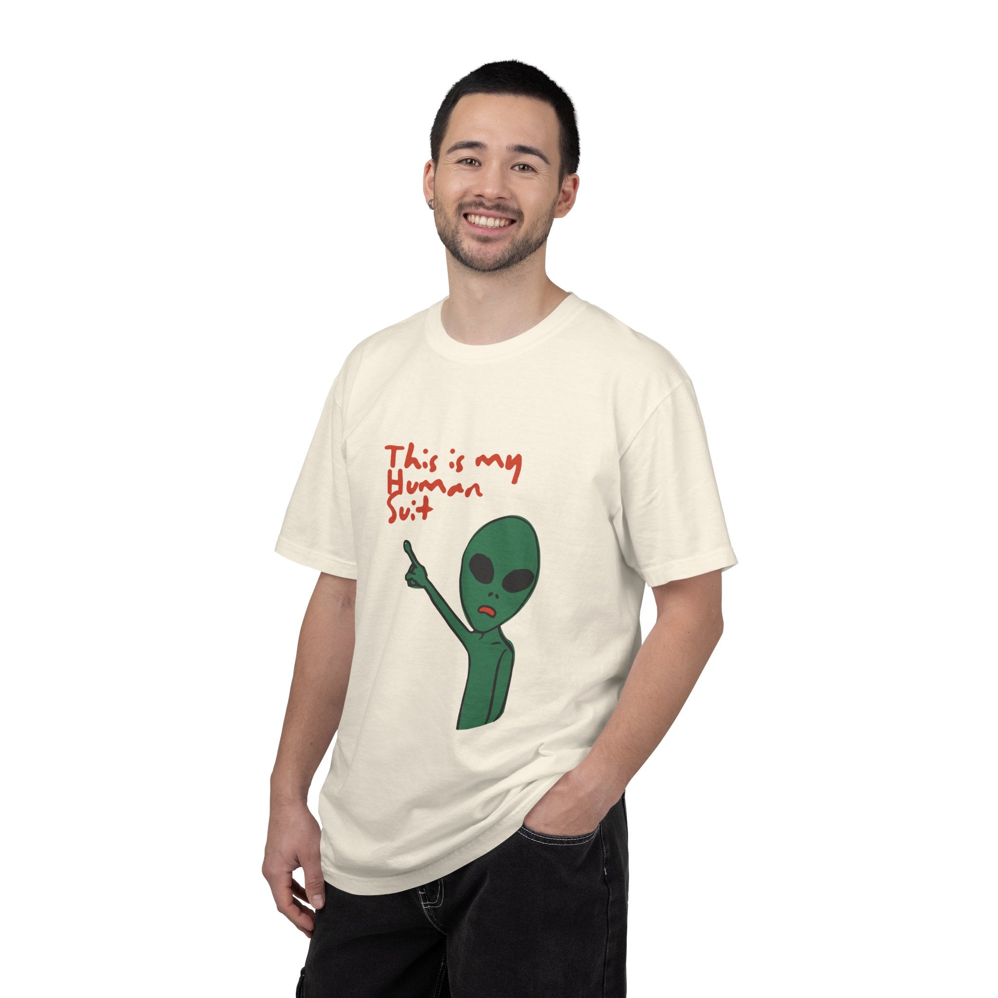 Alien Pointing T‑Shirt — "This Is My Human Suit" Graphic Tee