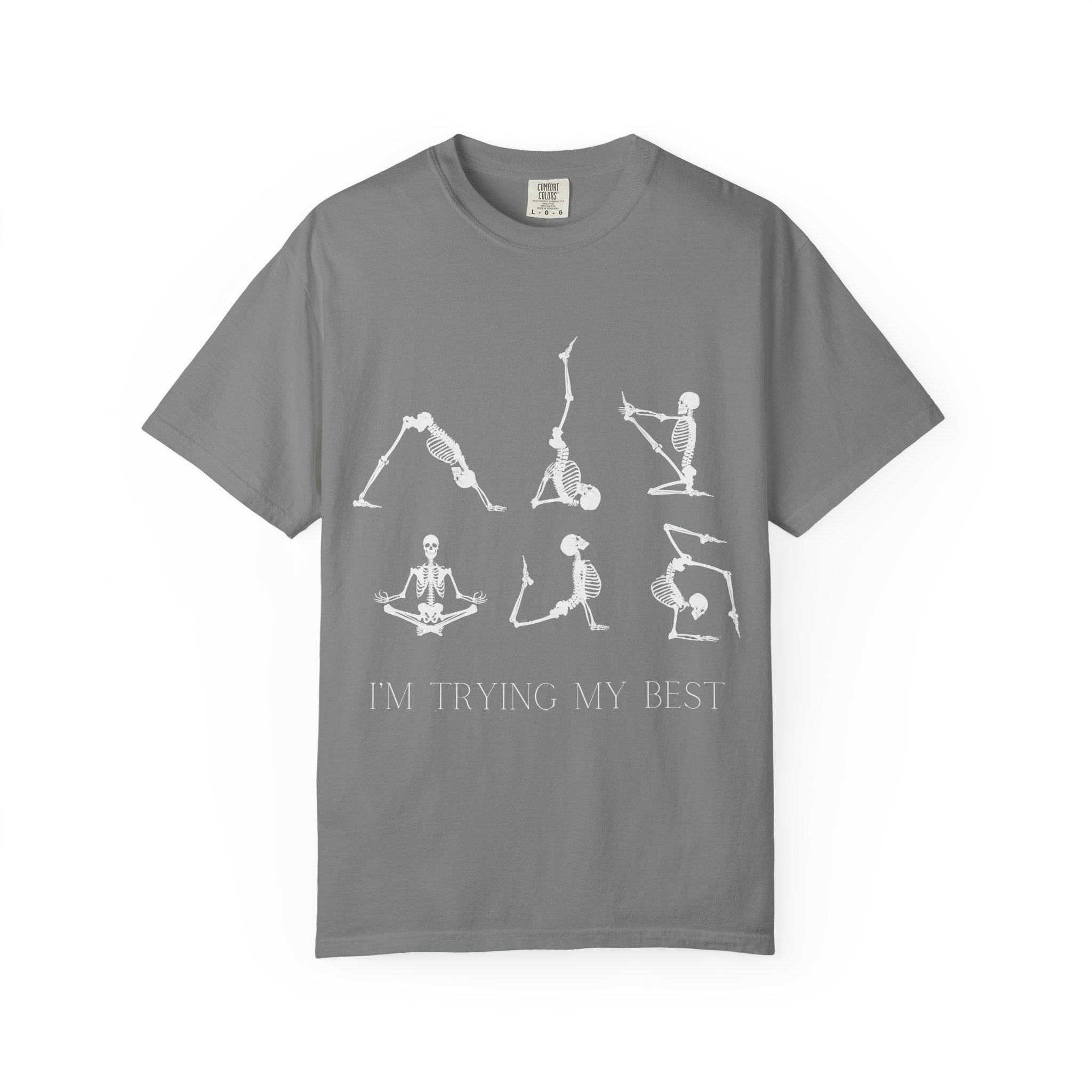 Yoga Skeleton T‑Shirt — 'I'm Trying My Best' Funny Yoga Tee