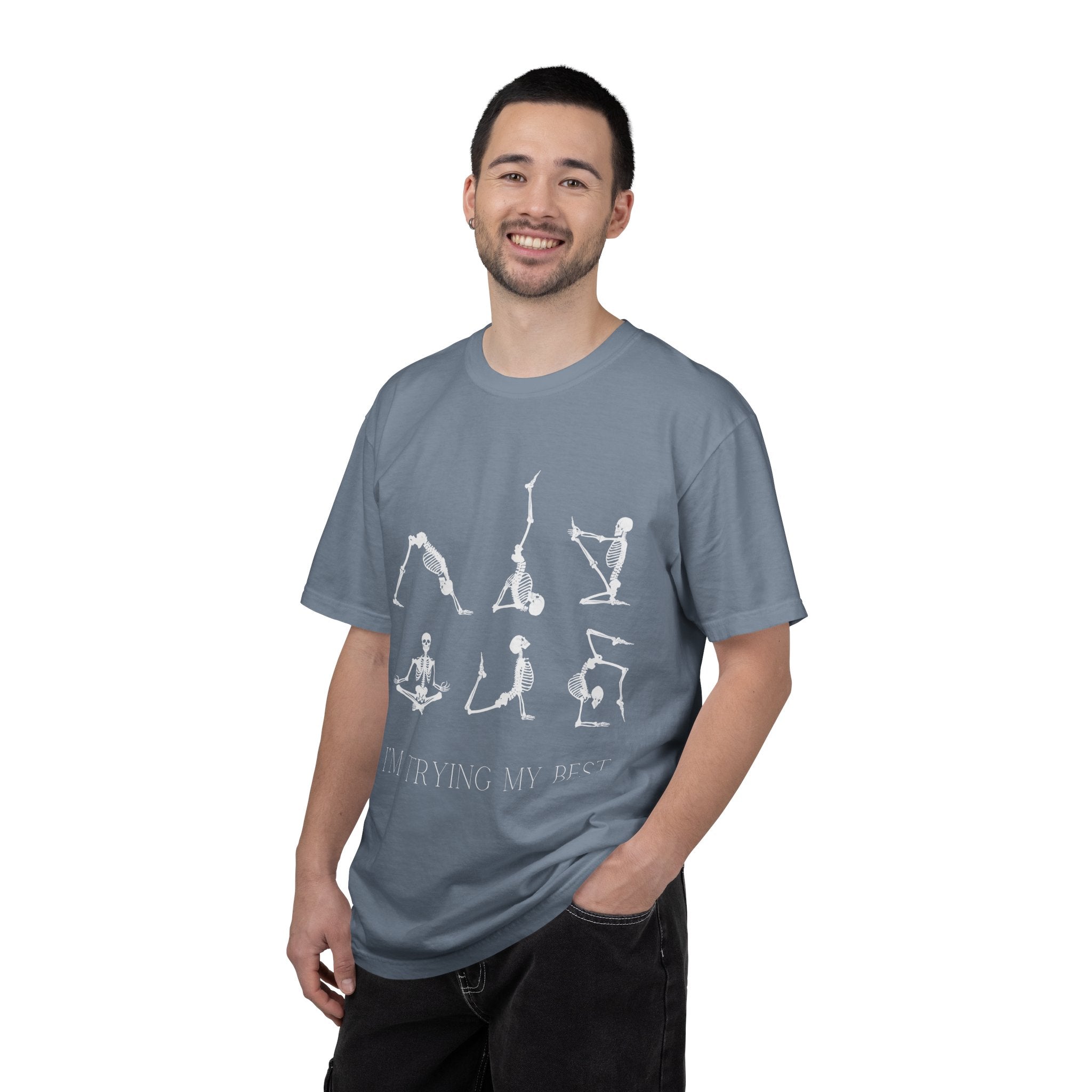 Yoga Skeleton T‑Shirt — 'I'm Trying My Best' Funny Yoga Tee
