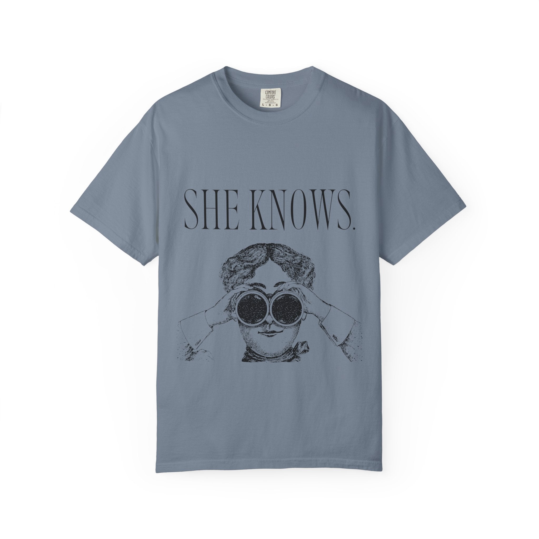 She Knows T-Shirt — Vintage Binoculars Graphic Tee