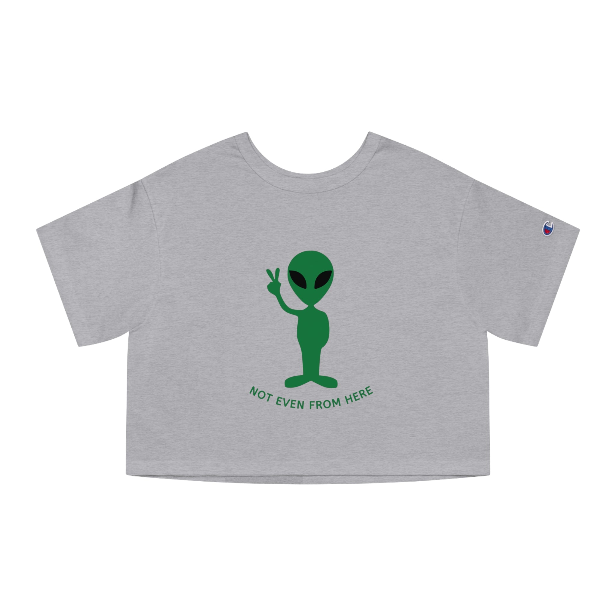Alien Peace Crop Tee — "Not Even From Here" Women's Graphic T‑Shirt