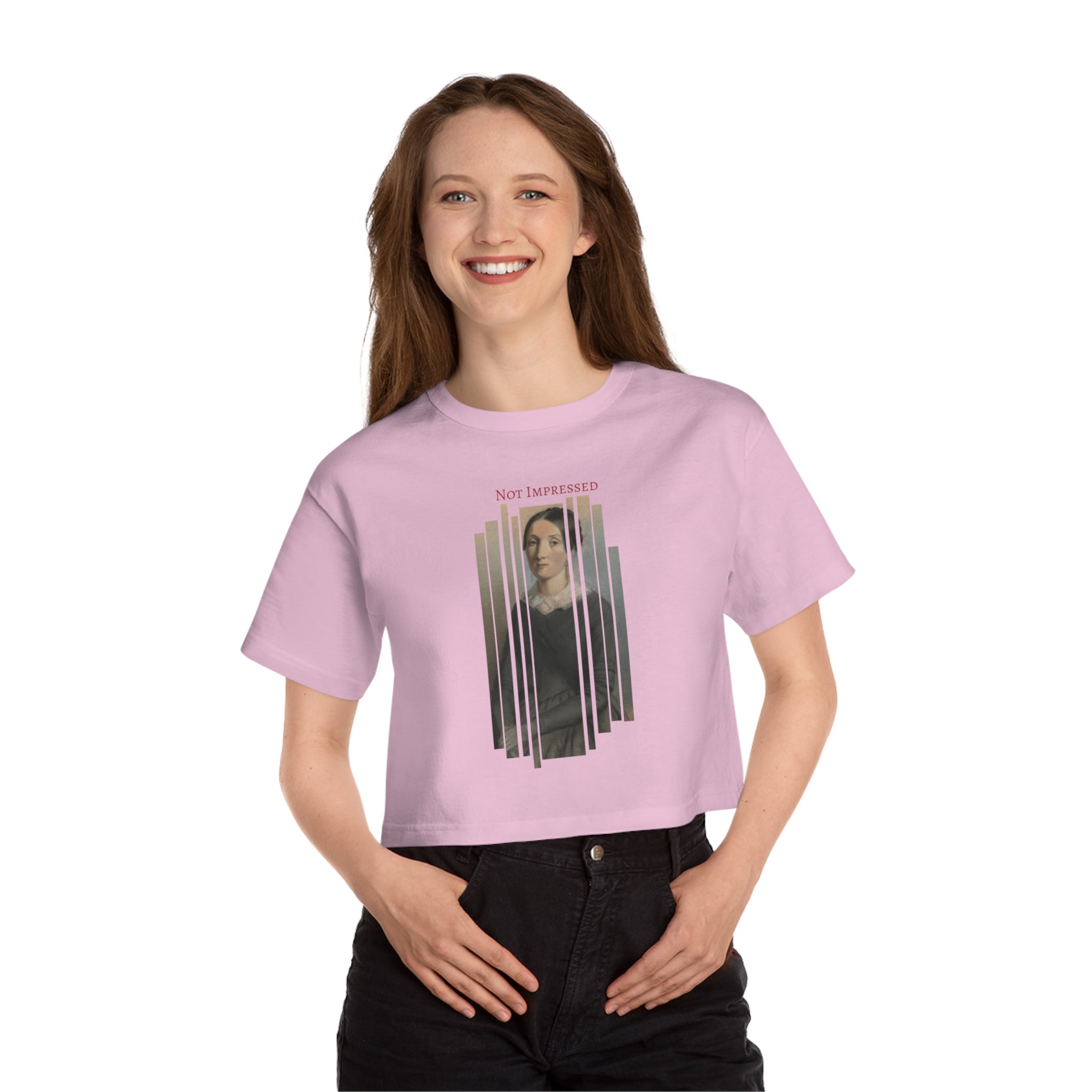 Cropped Tee — Vintage Portrait 'Not Impressed' Graphic