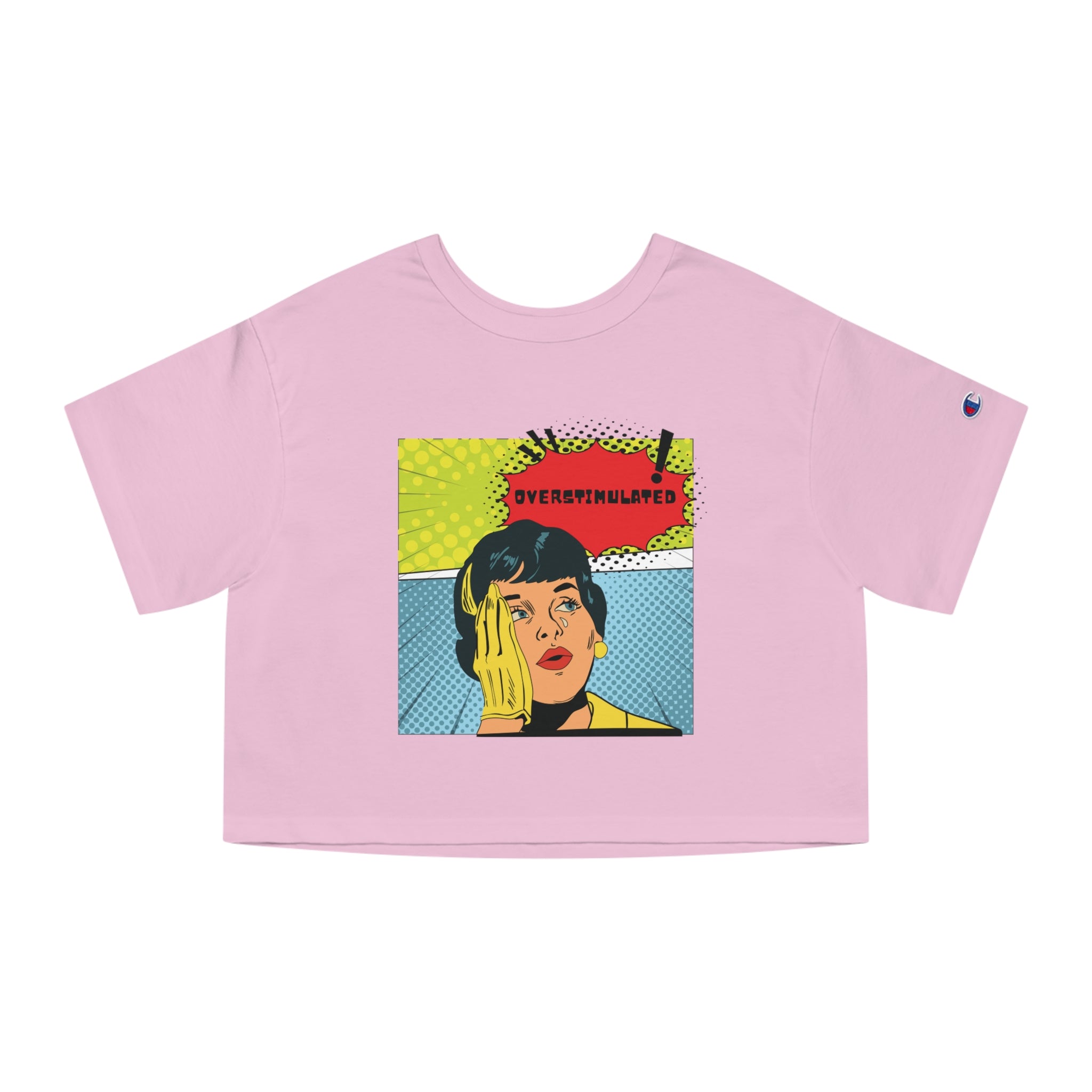 Cropped T-Shirt — Retro Pop Art "Overstimulated" Graphic Tee