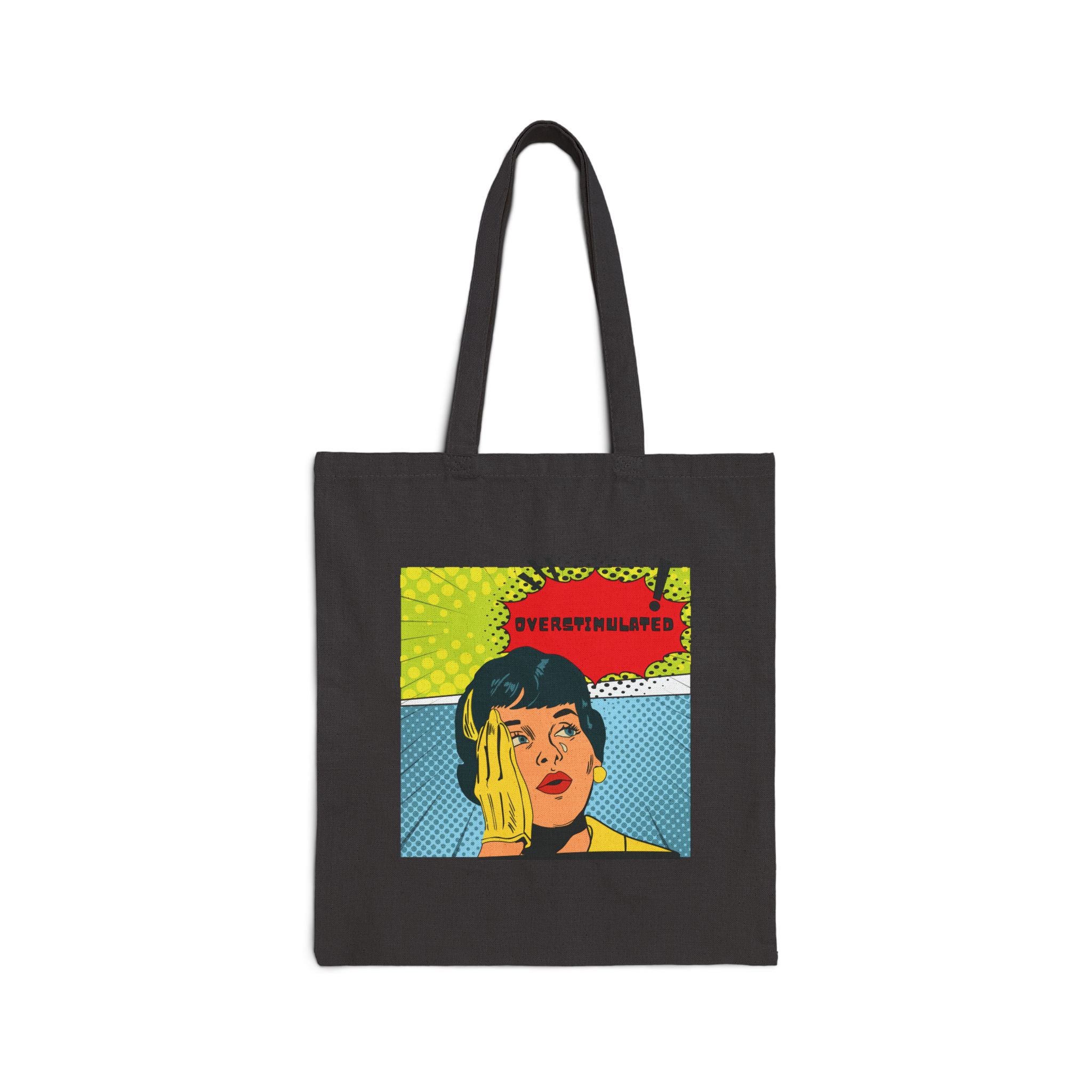 Pop Art Portrait Canvas Tote Bag – Retro Comic "EVERYTHING HURTS" Design