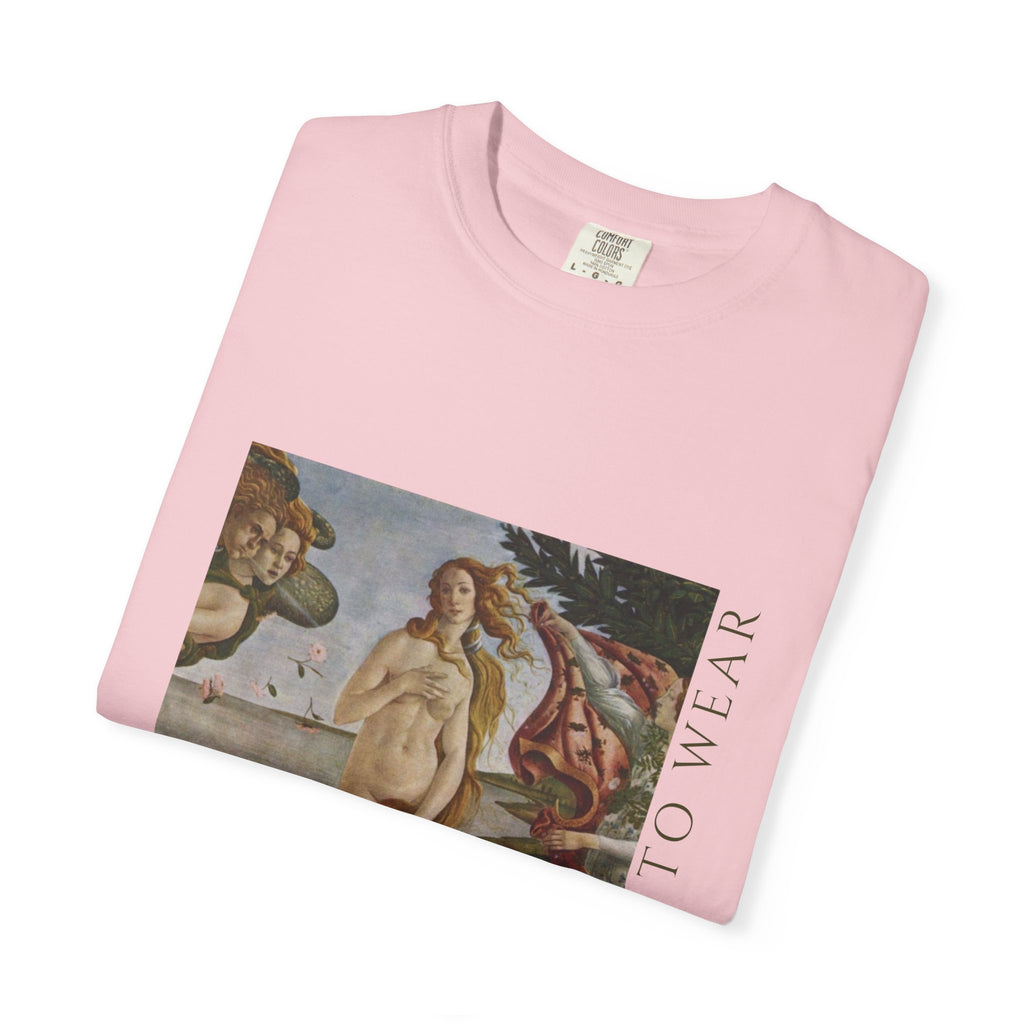 T-Shirt — Vintage 'Birth of Venus' Art Print with "Nothing to Wear" Typography