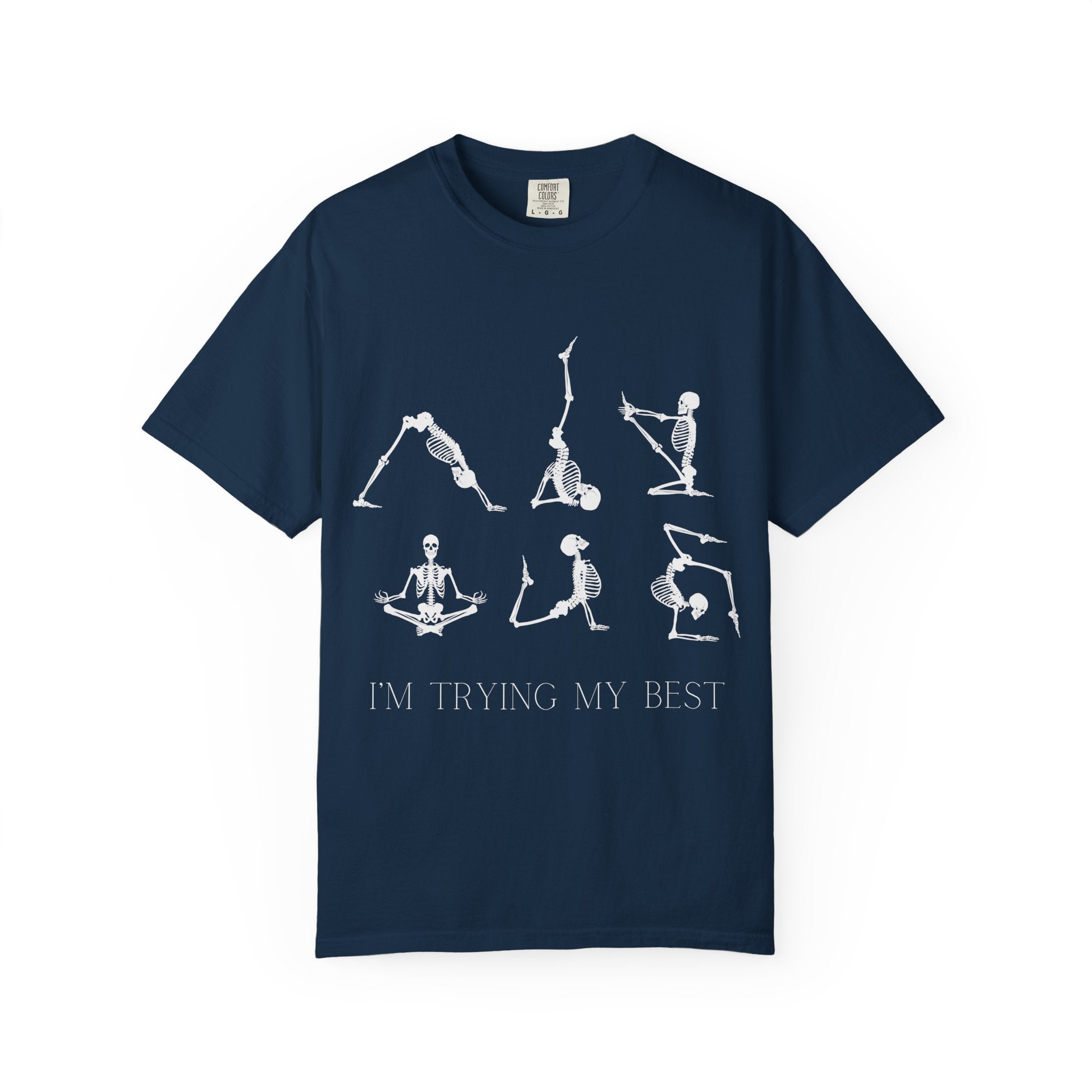 Yoga Skeleton T‑Shirt — 'I'm Trying My Best' Funny Yoga Tee
