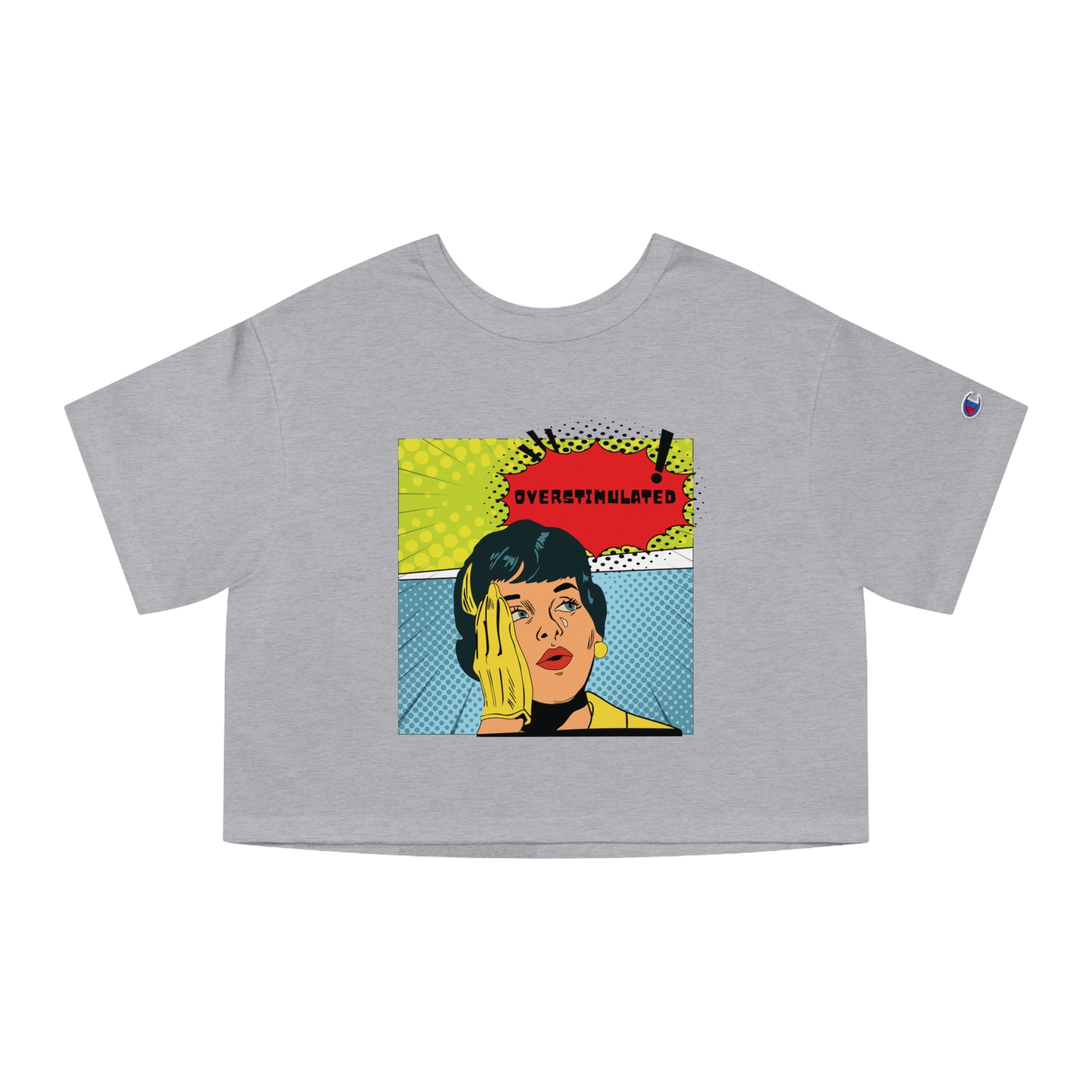 Cropped T-Shirt — Retro Pop Art "Overstimulated" Graphic Tee
