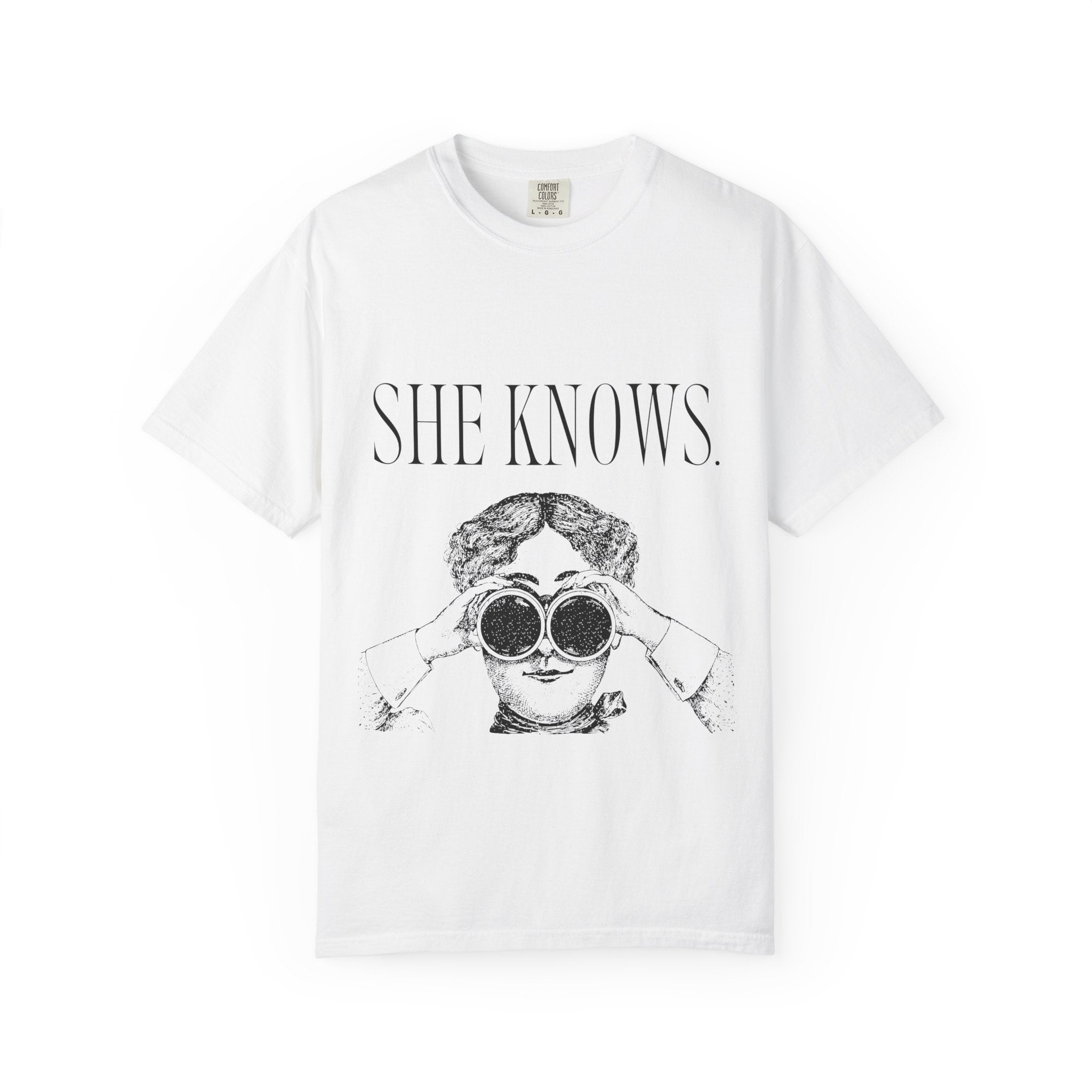 She Knows T-Shirt — Vintage Binoculars Graphic Tee