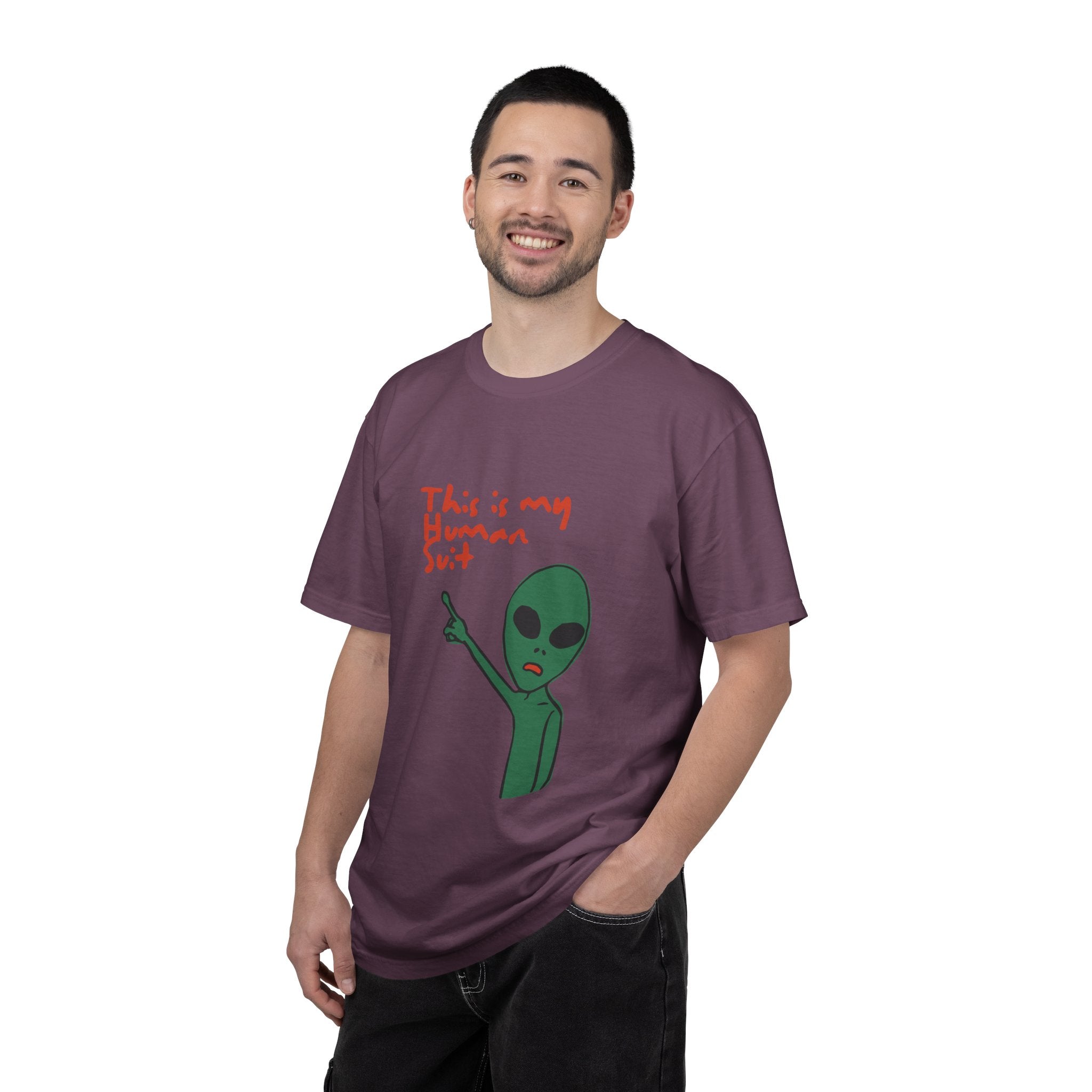 Alien Pointing T‑Shirt — "This Is My Human Suit" Graphic Tee